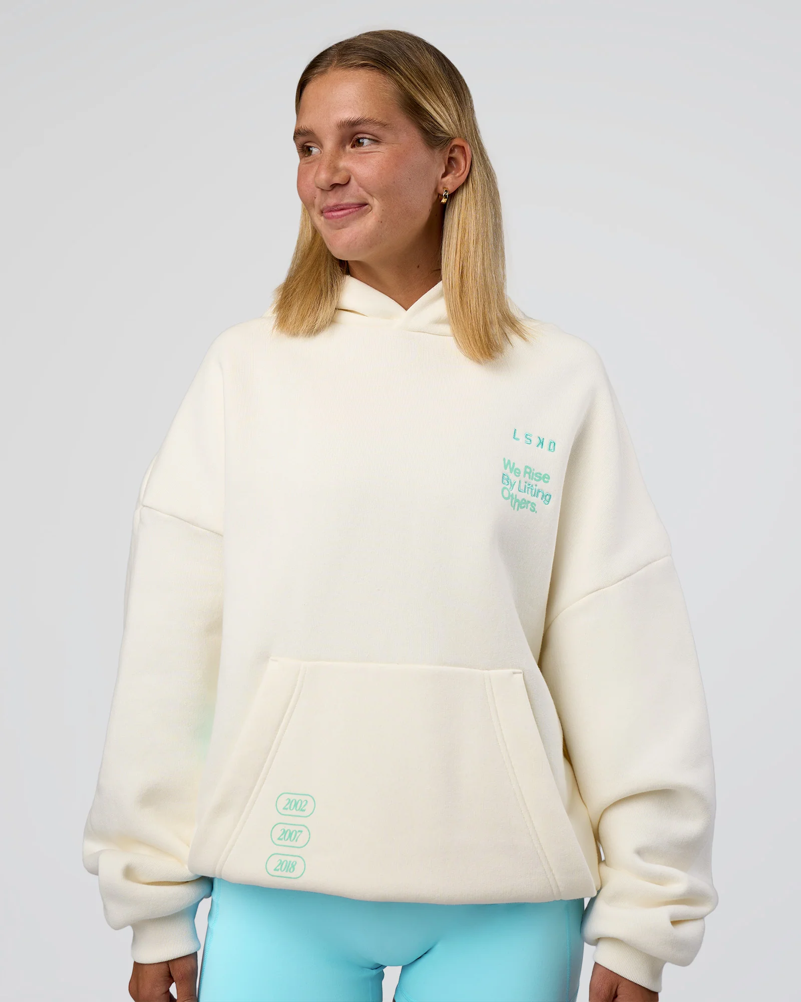 Sticker Unisex Ultra Heavyweight Oversized Hoodie - Off White-Jelly Mint 4 Sticker Unisex Ultra Heavyweight Oversized Hoodie - Off White-Jelly Mint