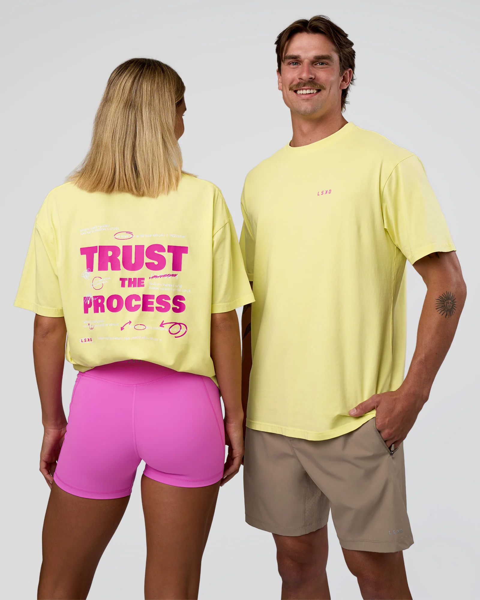 Unfit Club FLXCotton Oversized Tee - Yellow Fizz Washed-Ultra Fuchsia