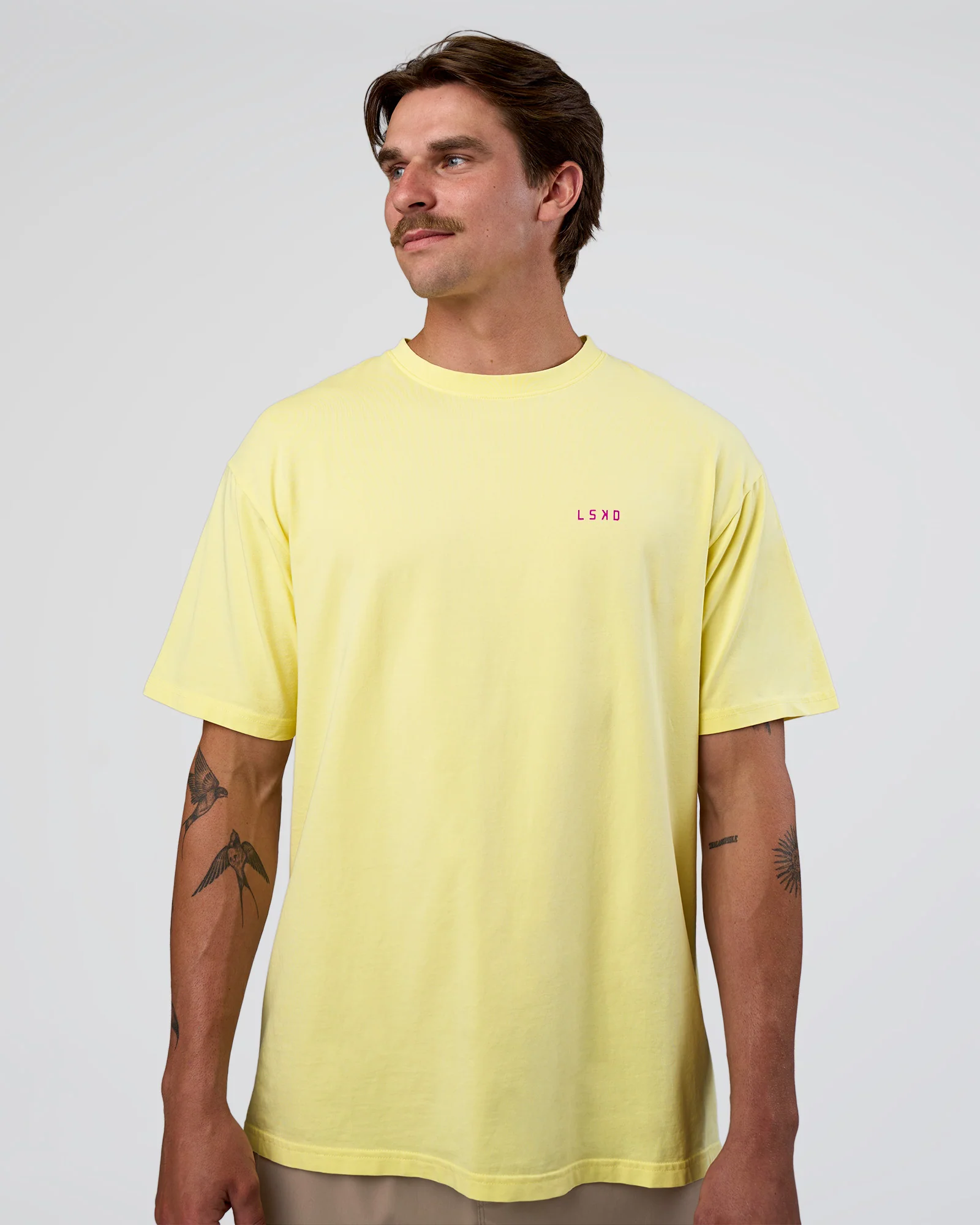 Unfit Club FLXCotton Oversized Tee - Yellow Fizz Washed-Ultra Fuchsia