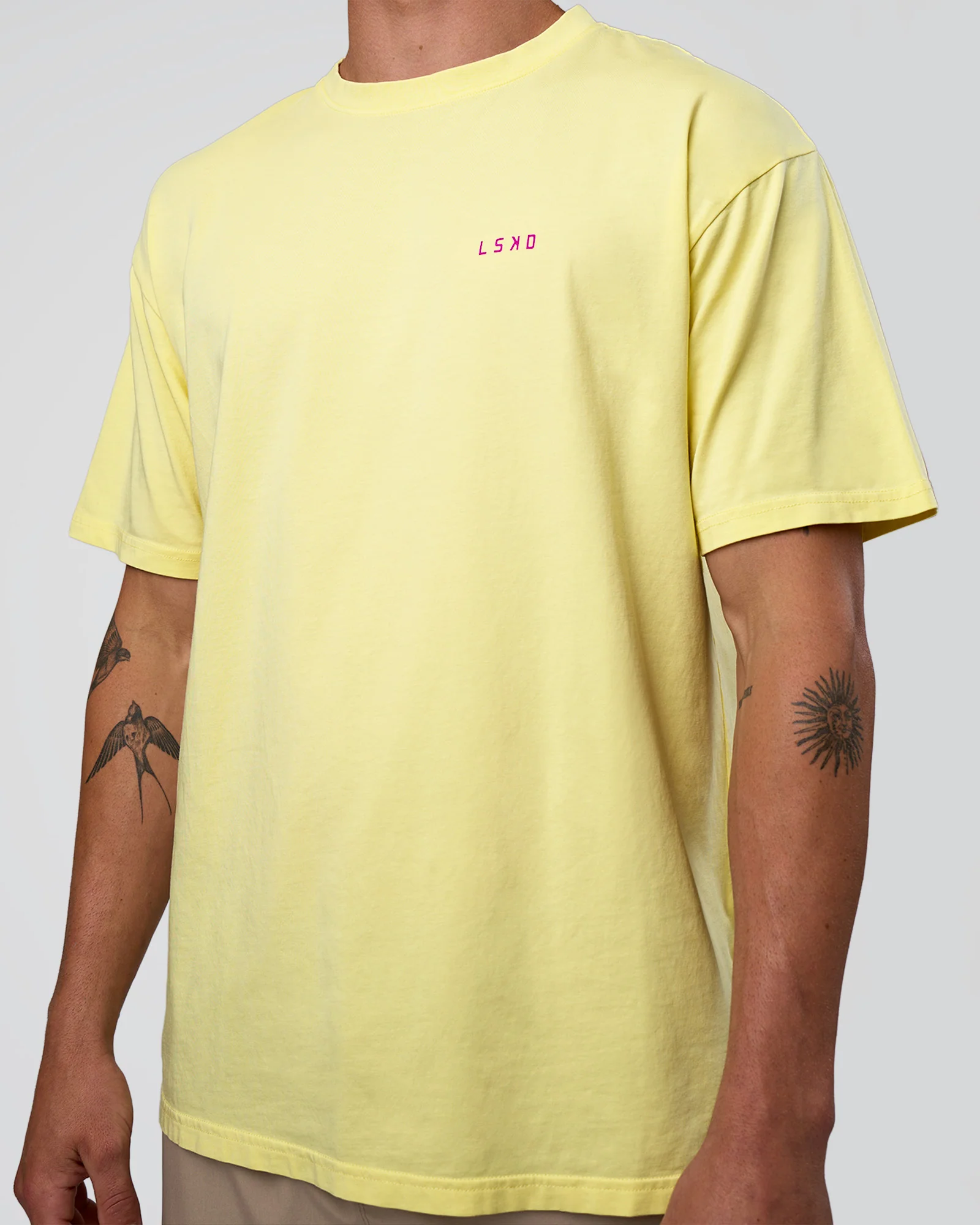 Unfit Club FLXCotton Oversized Tee - Yellow Fizz Washed-Ultra Fuchsia