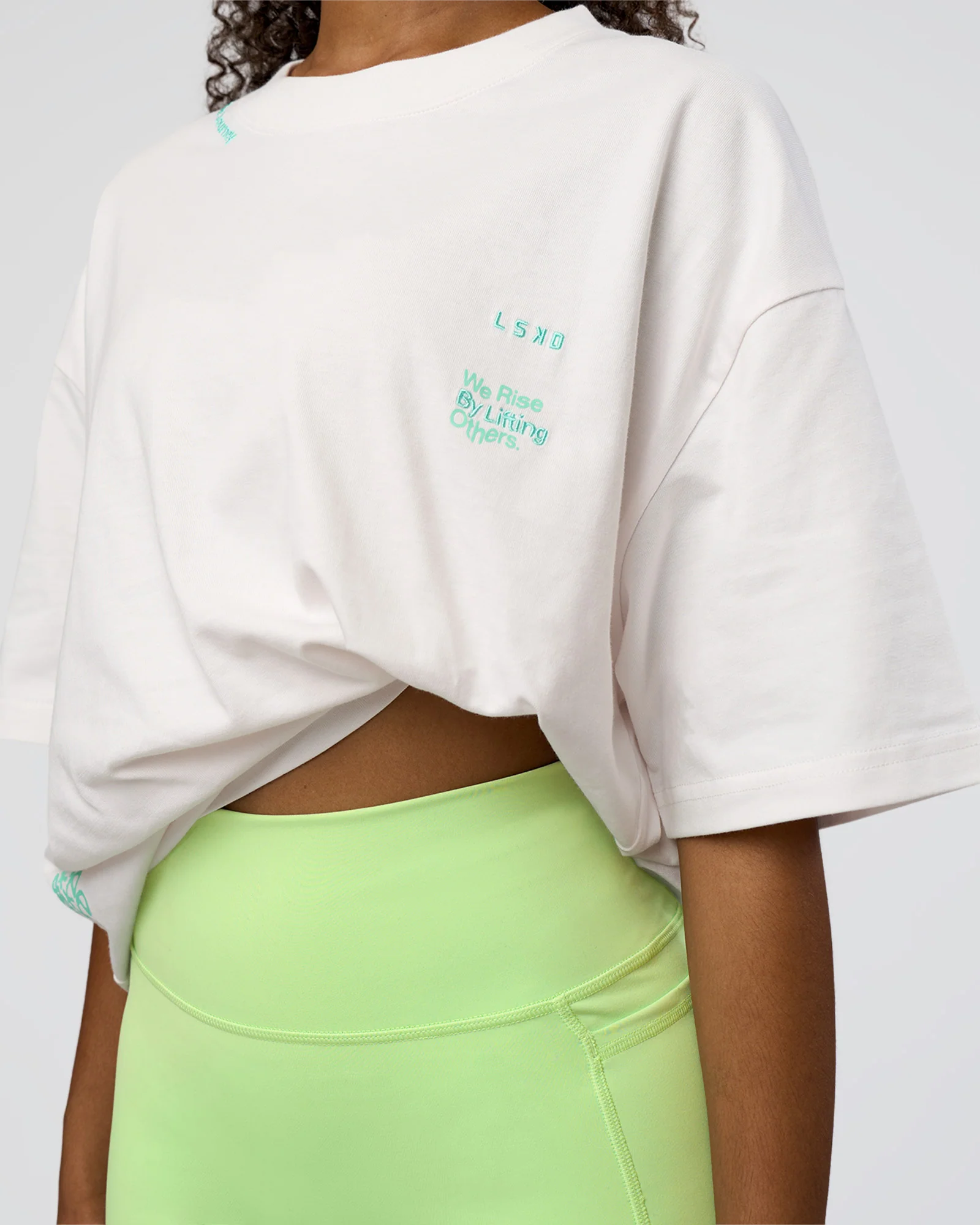 Sticker Heavyweight Oversized Tee - Off White-Jelly Mint