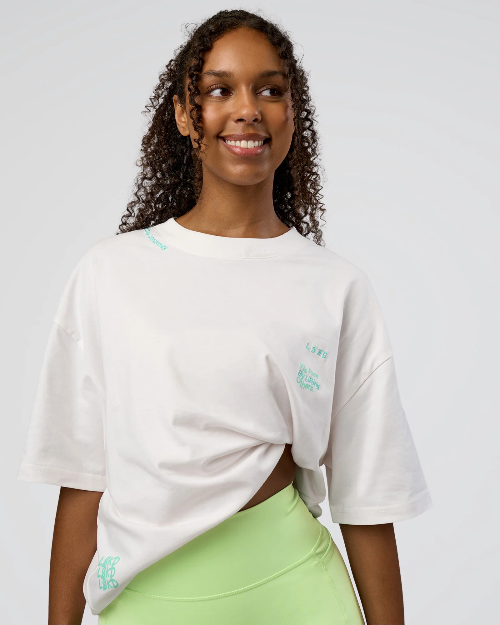 Sticker Heavyweight Oversized Tee - Off White-Jelly Mint