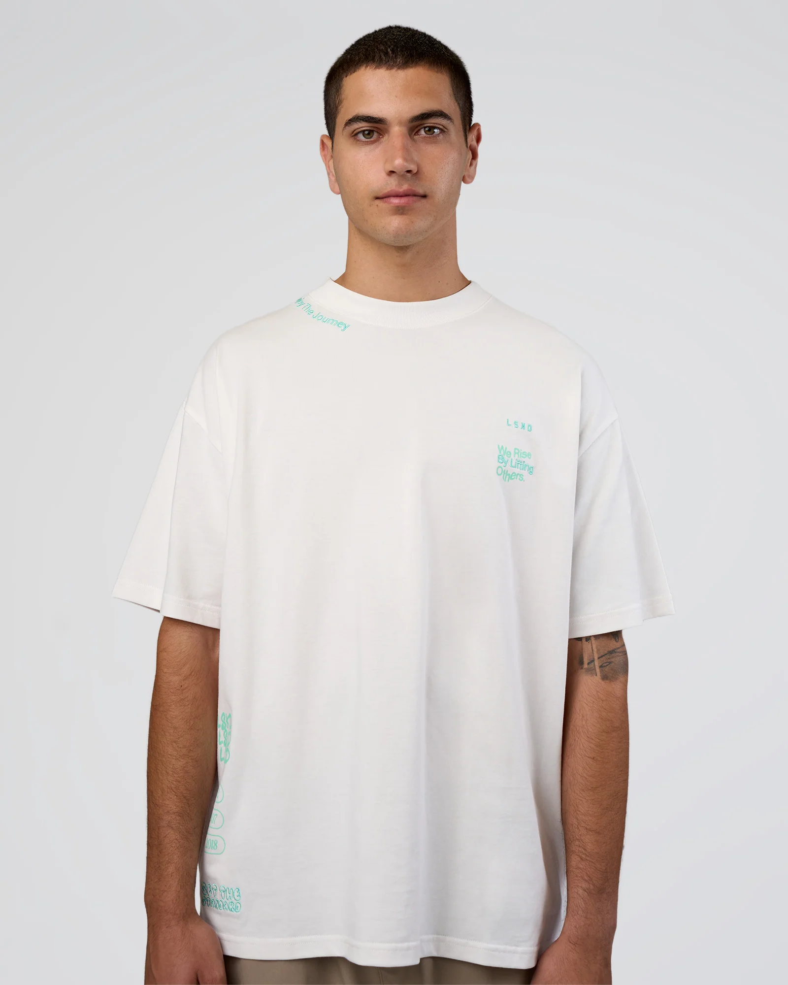 Sticker Heavyweight Oversized Tee - Off White-Jelly Mint