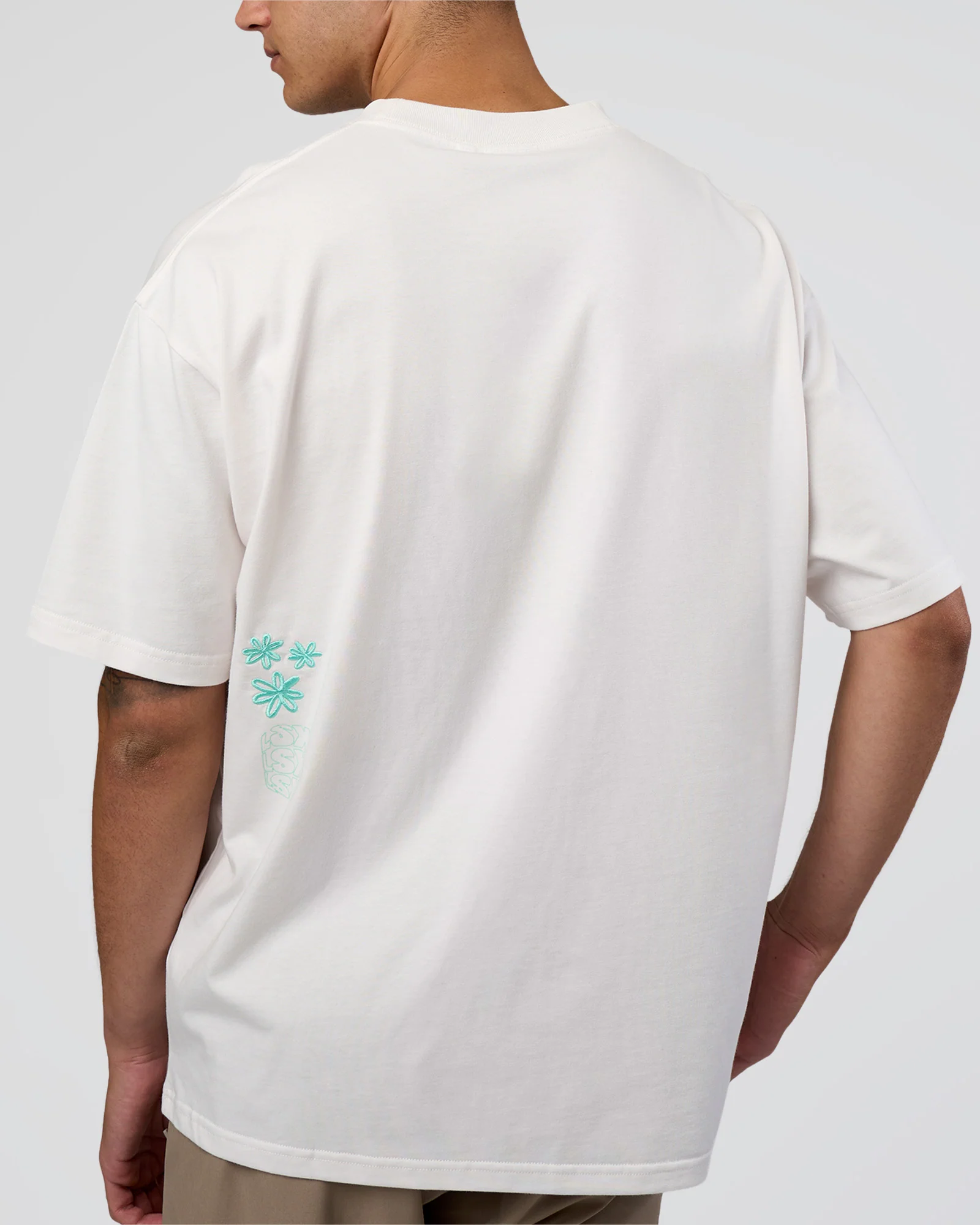 Sticker Heavyweight Oversized Tee - Off White-Jelly Mint