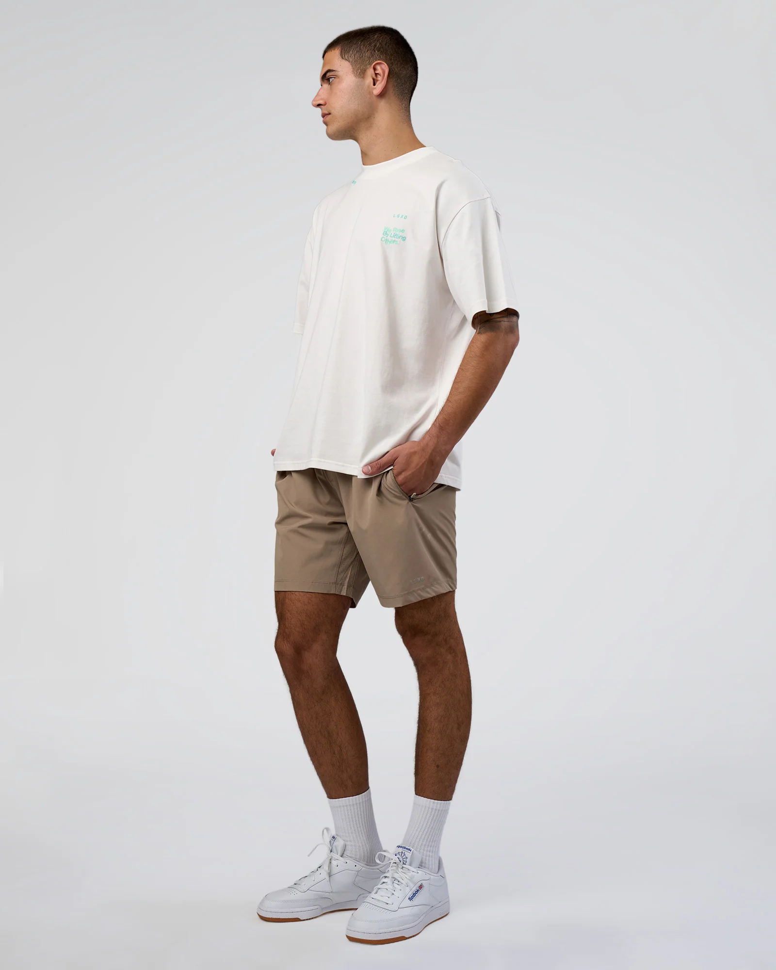 Sticker Heavyweight Oversized Tee - Off White-Jelly Mint
