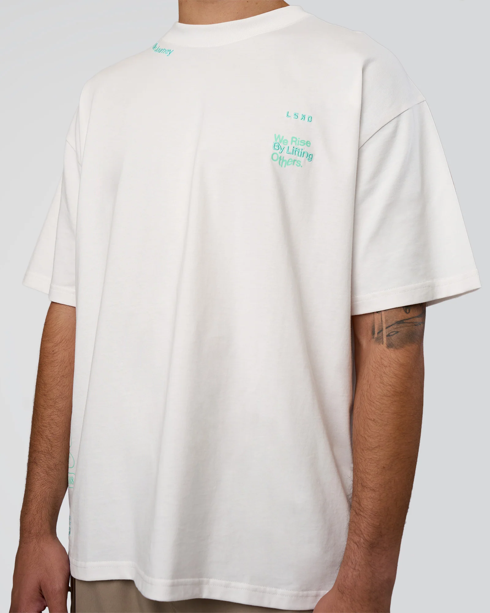 Sticker Heavyweight Oversized Tee - Off White-Jelly Mint