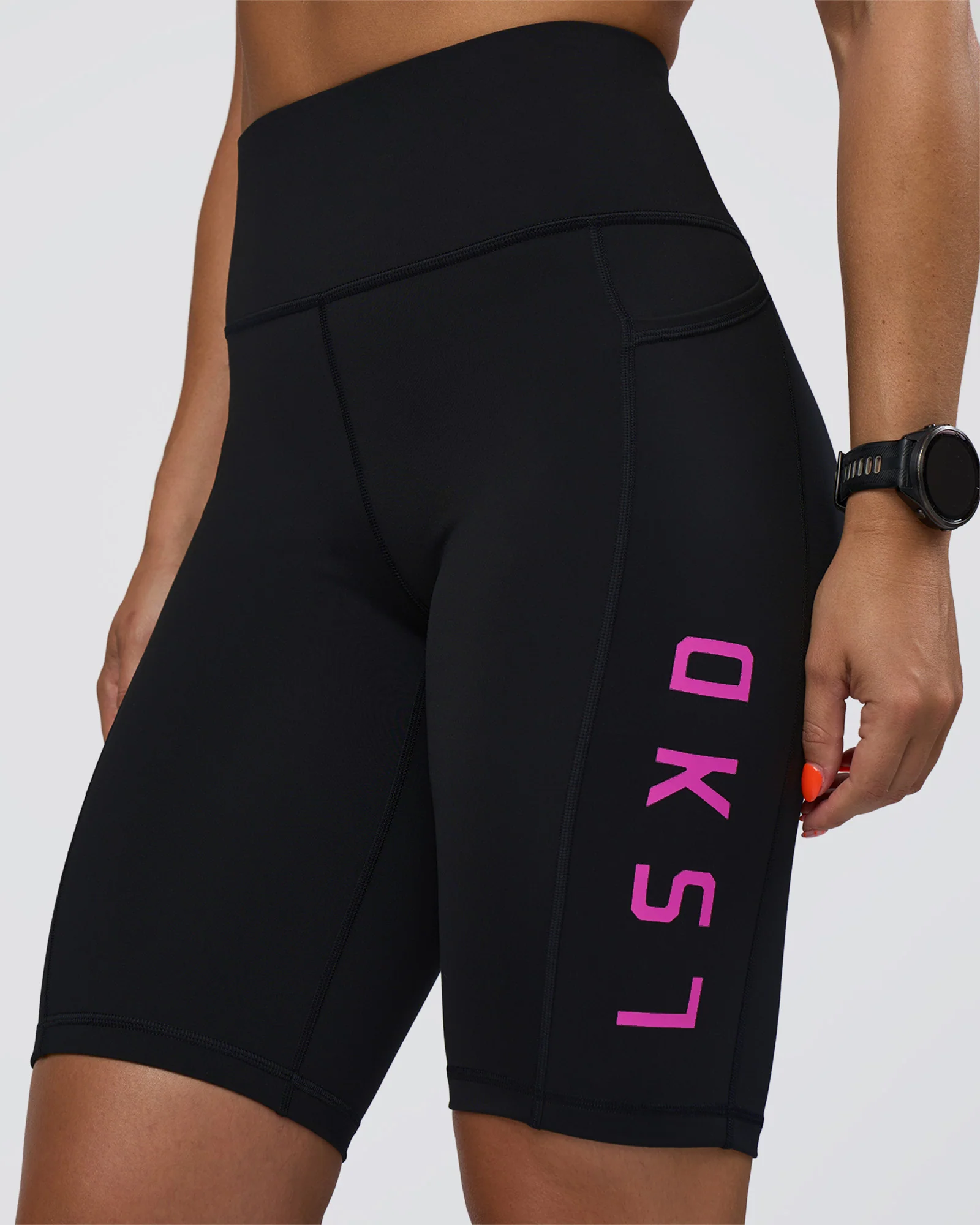 Rep Ultra High-Rise 9" Short Pockets - Black-Ultra Fuchsia