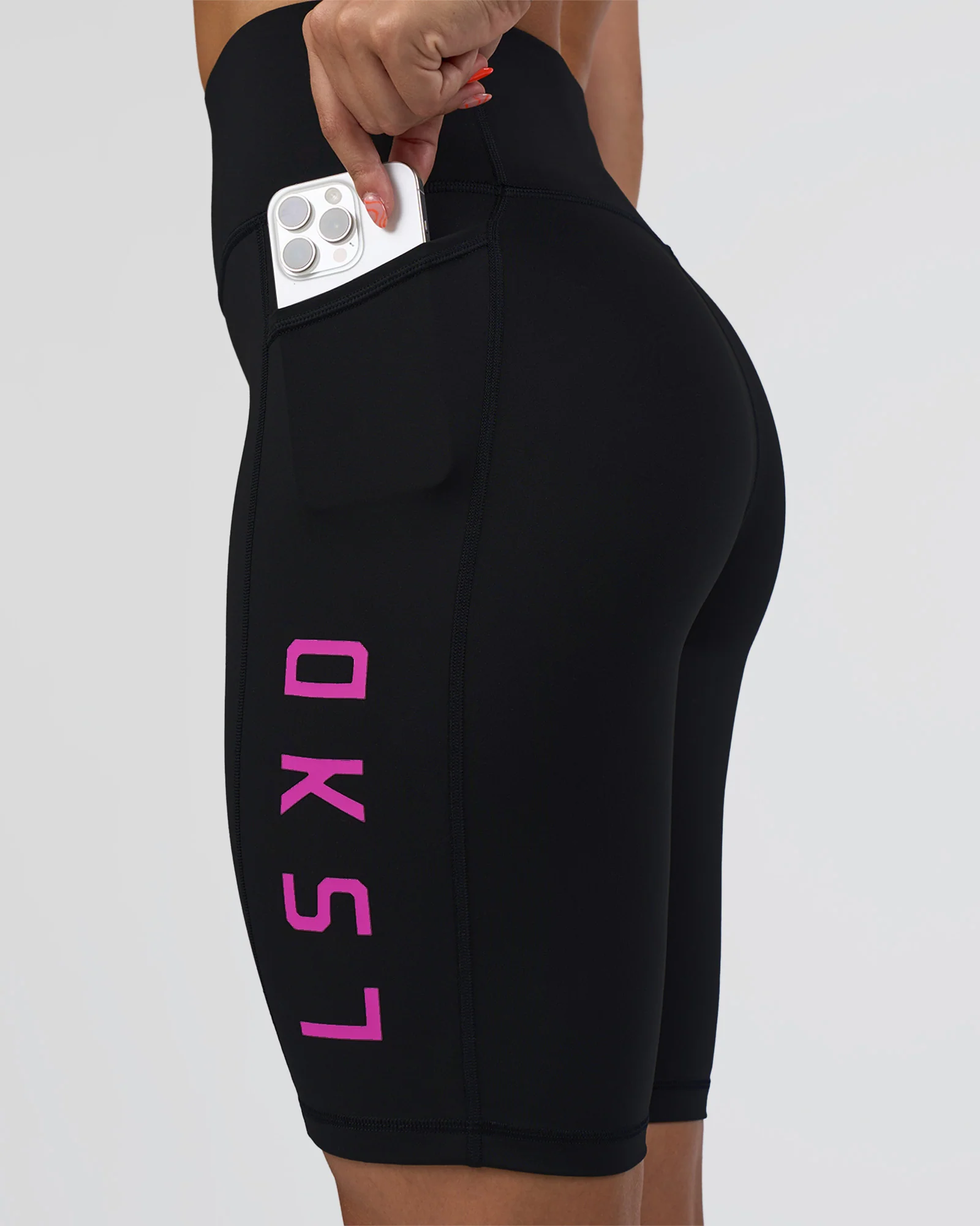 Rep Ultra High-Rise 9" Short Pockets - Black-Ultra Fuchsia