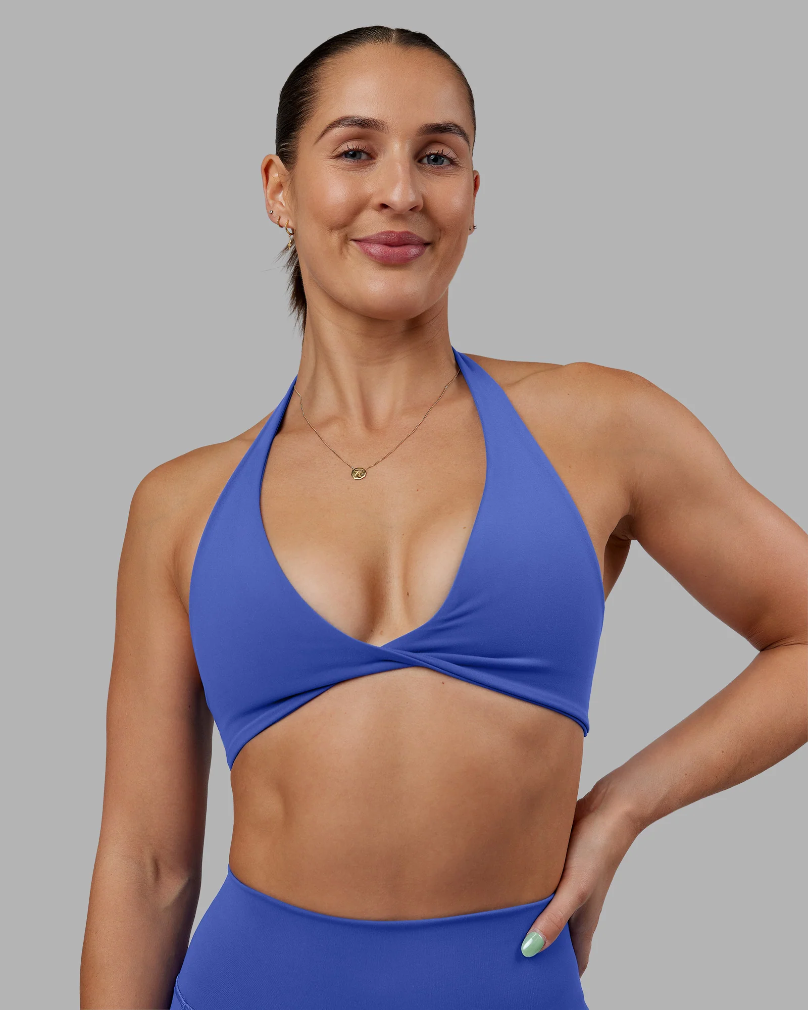 Abs Agile Halter Sports Bra - Power Cobalt