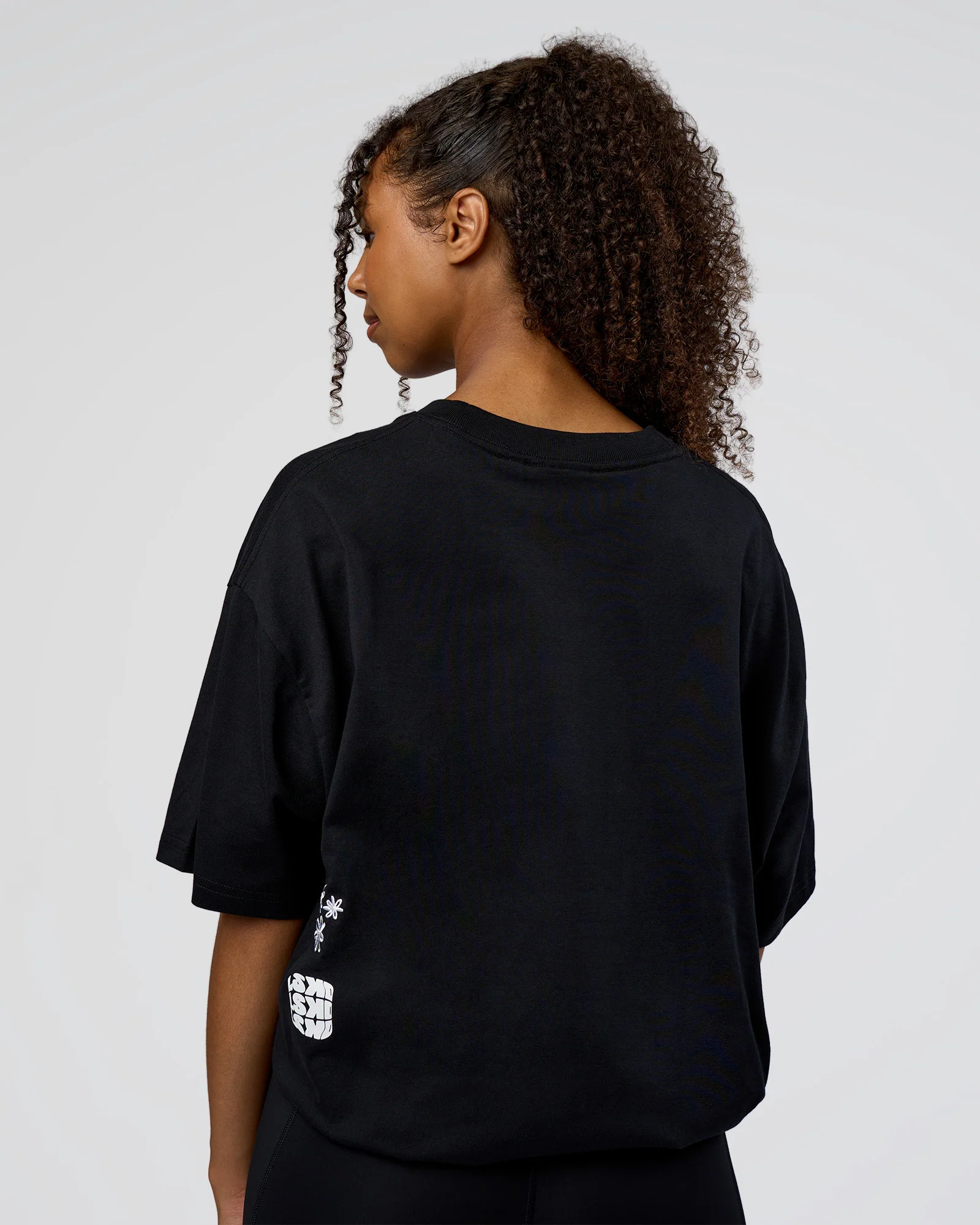 Sticker Heavyweight Oversized Tee - Black-White