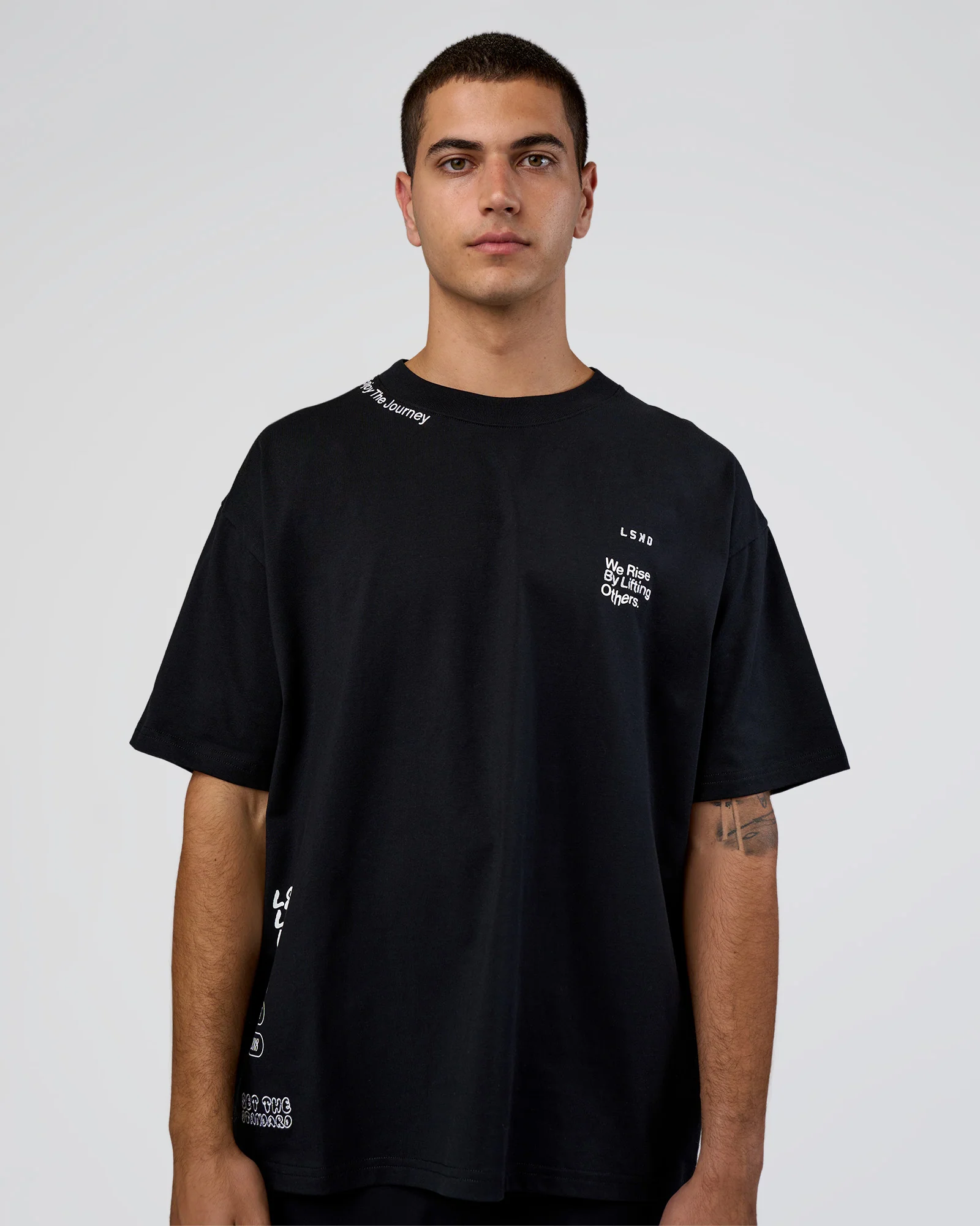 Sticker Heavyweight Oversized Tee - Black-White