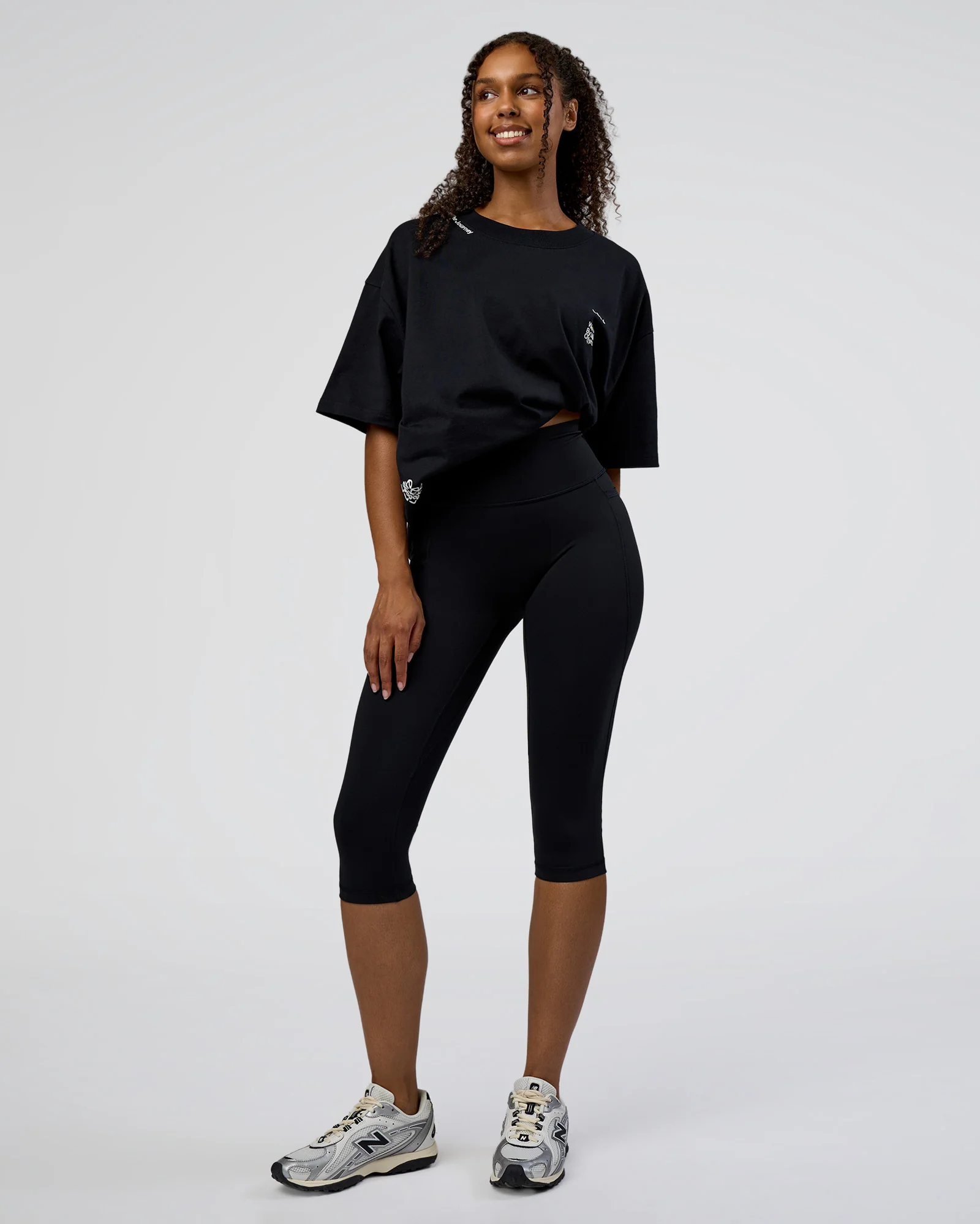 Sticker Heavyweight Oversized Tee - Black-White