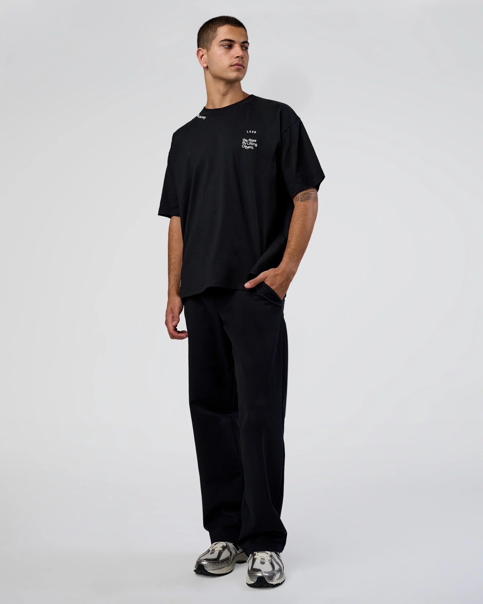 Sticker Heavyweight Oversized Tee - Black-White