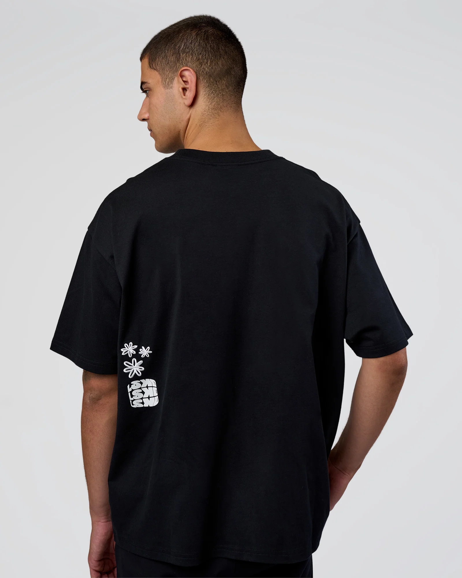 Sticker Heavyweight Oversized Tee - Black-White