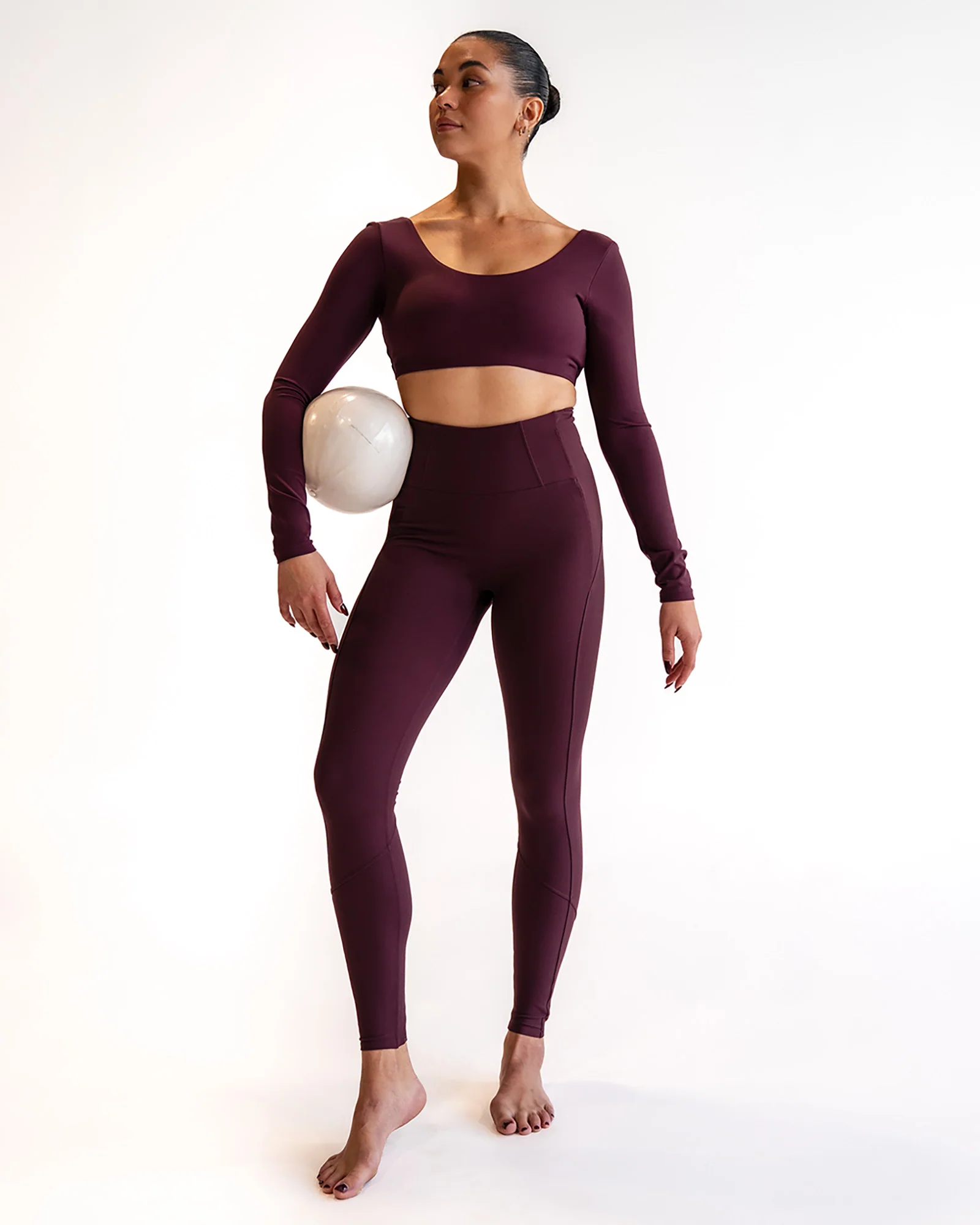 Aria Long Sleeve Sports Bra - Cherry Lacquer