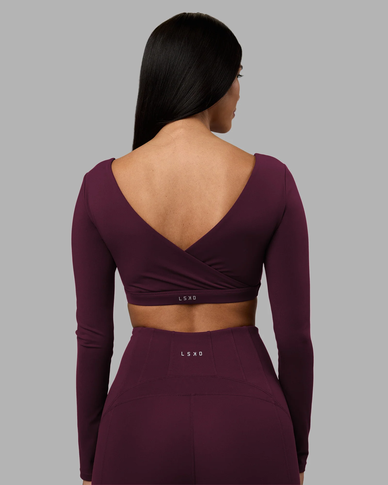 Aria Long Sleeve Sports Bra - Cherry Lacquer