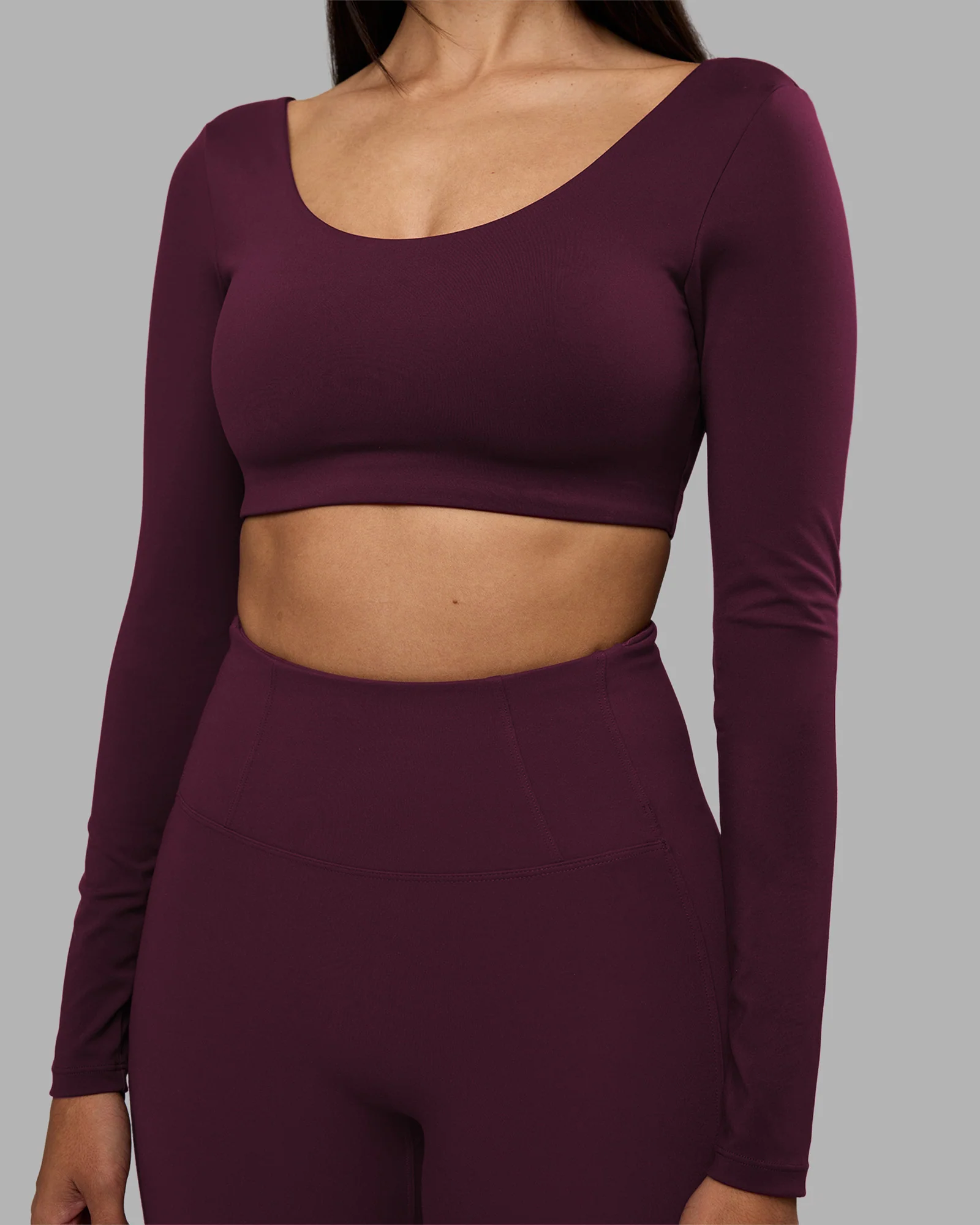Aria Long Sleeve Sports Bra - Cherry Lacquer
