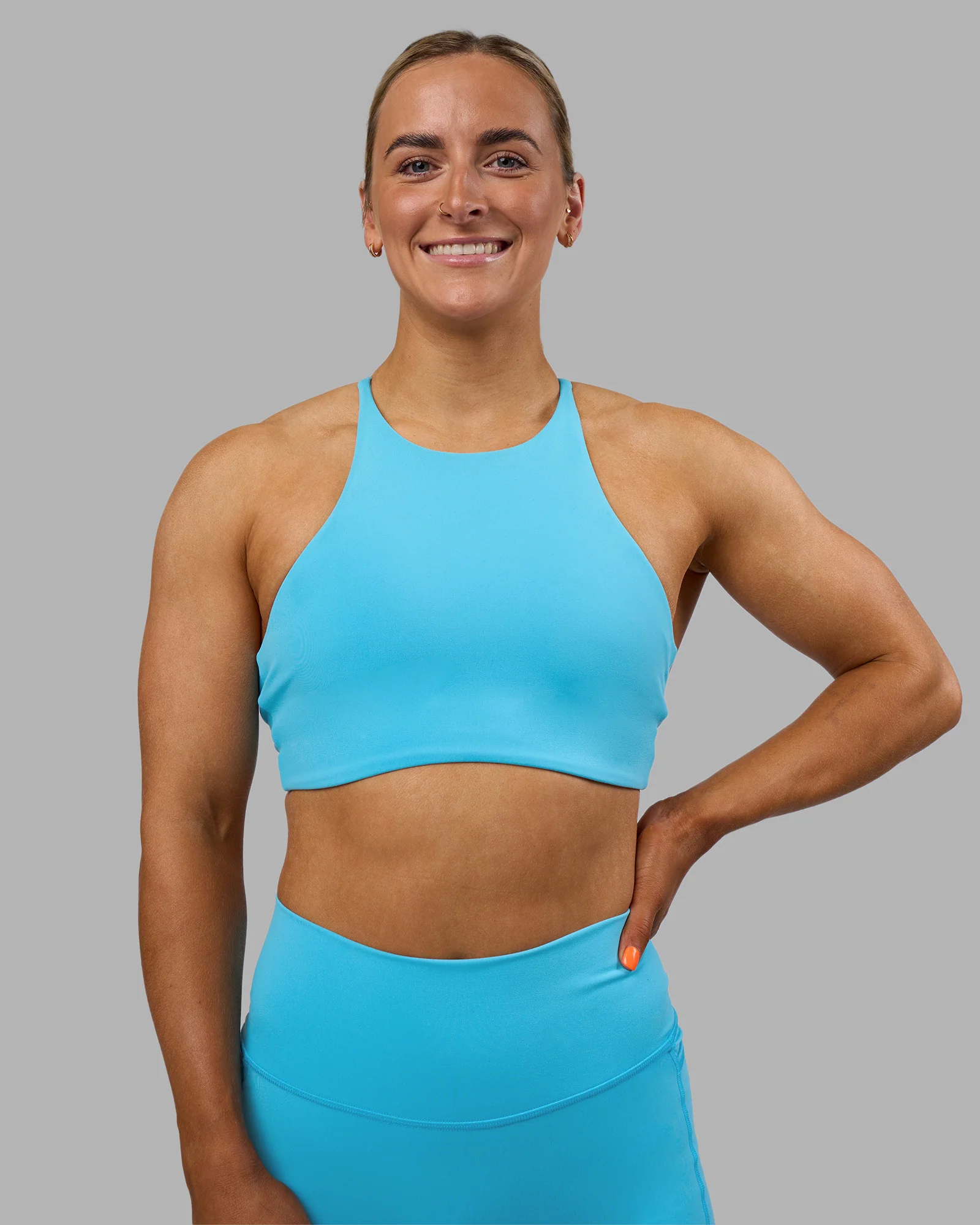 AMRAP High Neck Sports Bra - Blue Atoll