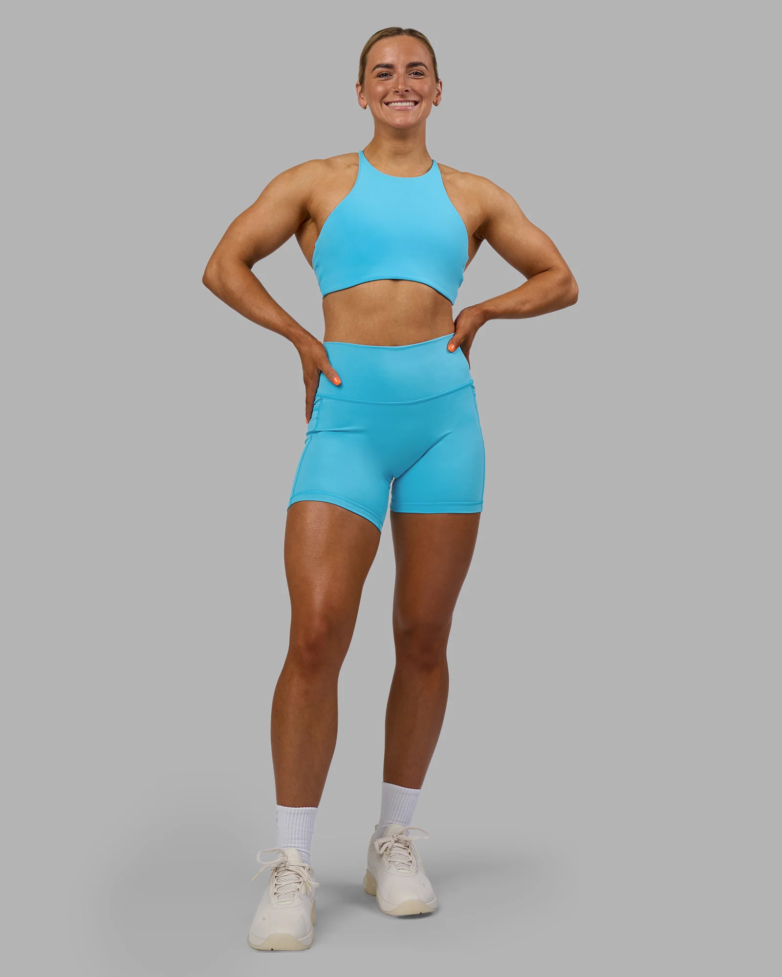 AMRAP High Neck Sports Bra - Blue Atoll 8 AMRAP High Neck Sports Bra - Blue Atoll