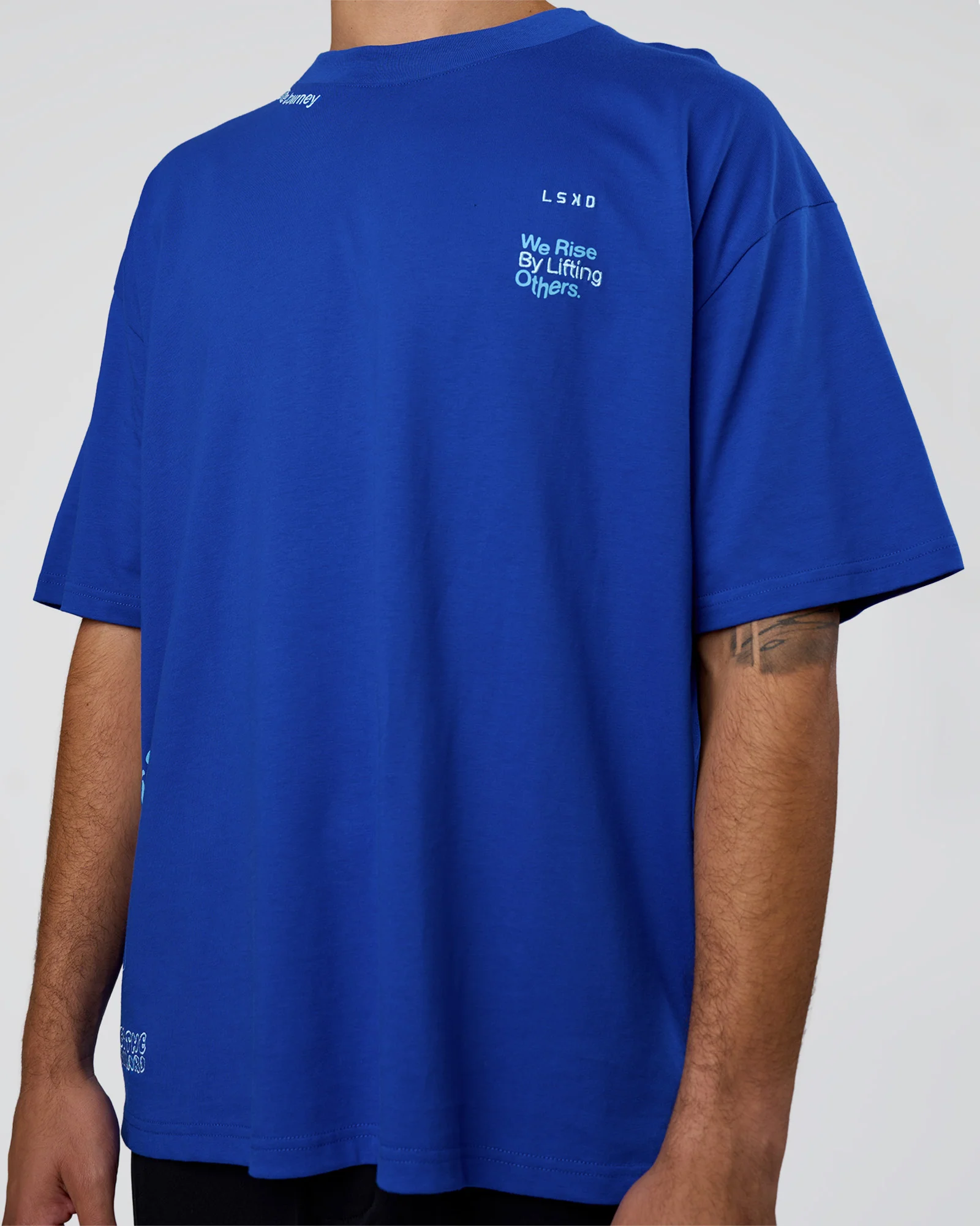 Sticker Heavyweight Oversized Tee - Electric Indigo-Baltic Sea