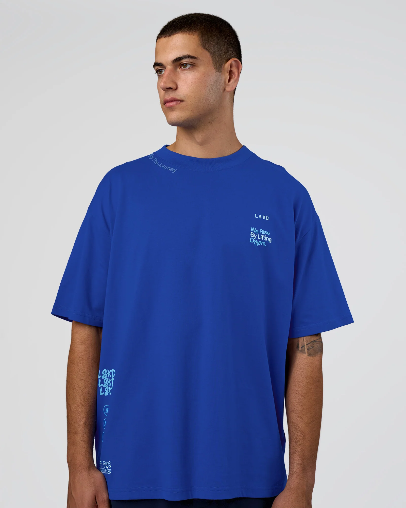 Sticker Heavyweight Oversized Tee - Electric Indigo-Baltic Sea