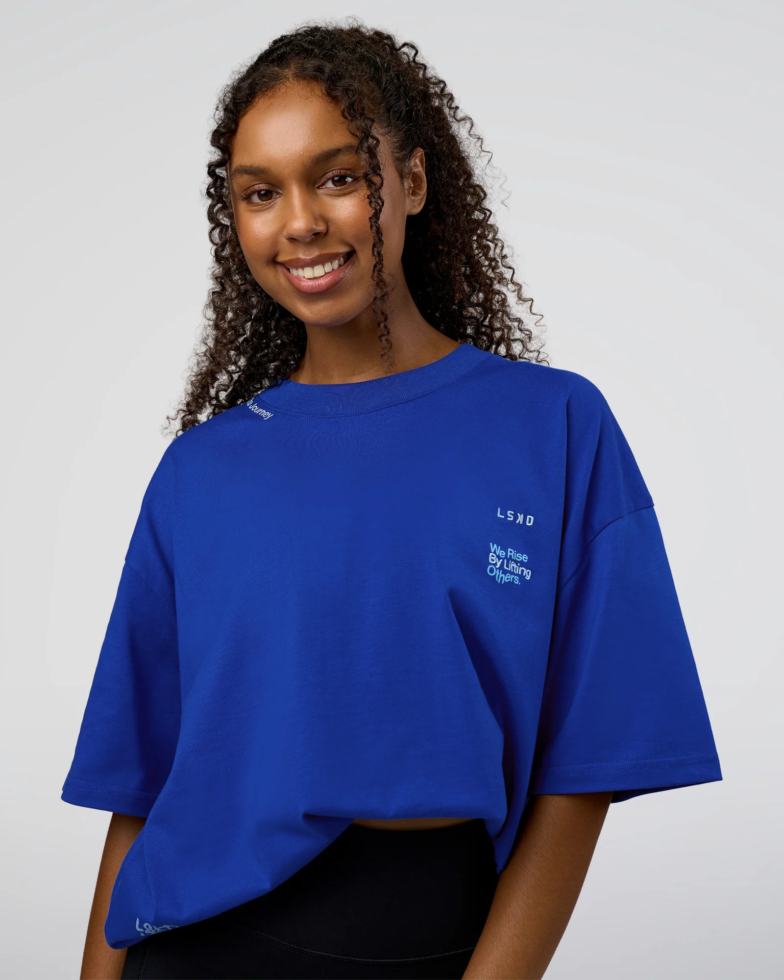 Sticker Heavyweight Oversized Tee - Electric Indigo-Baltic Sea
