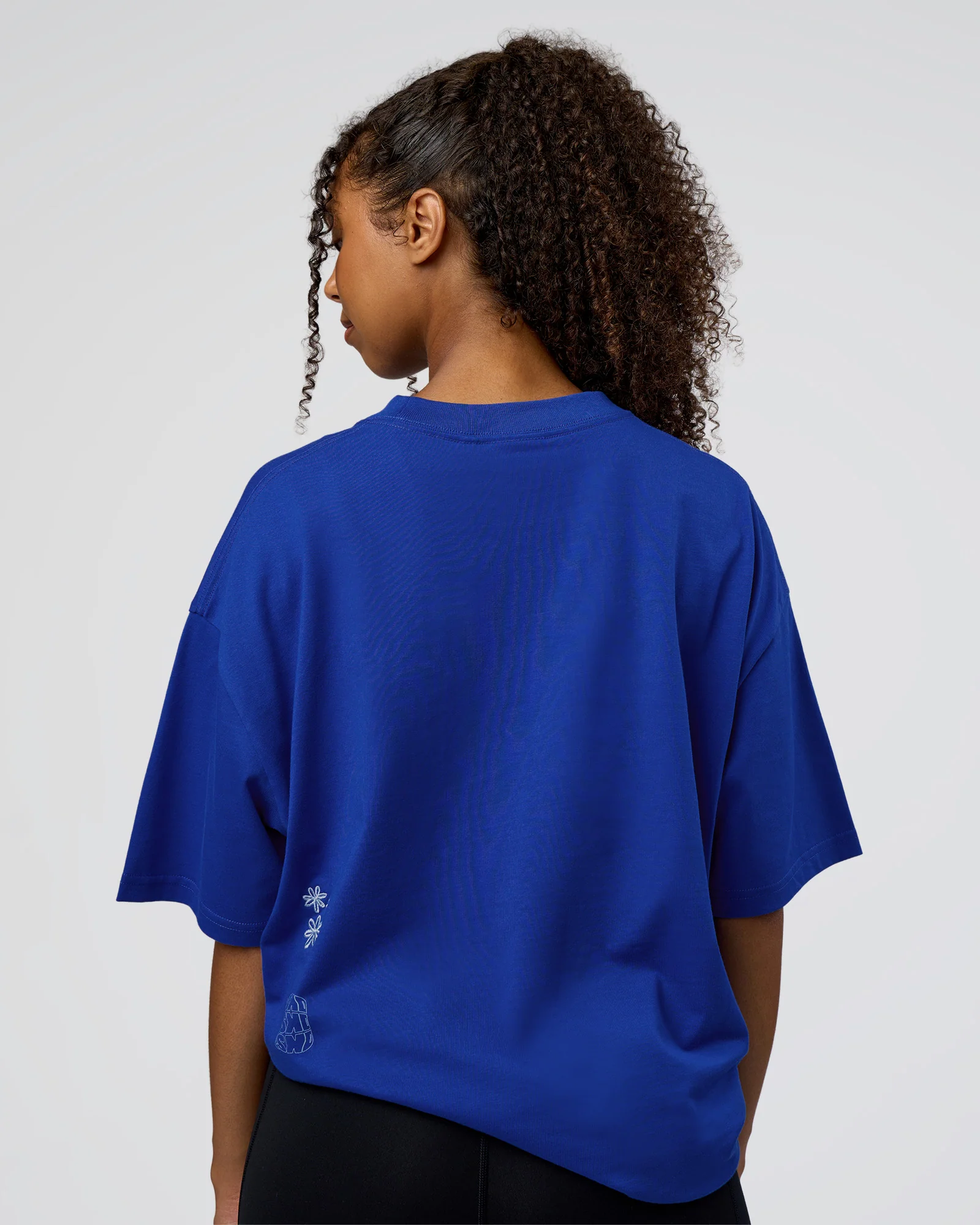 Sticker Heavyweight Oversized Tee - Electric Indigo-Baltic Sea