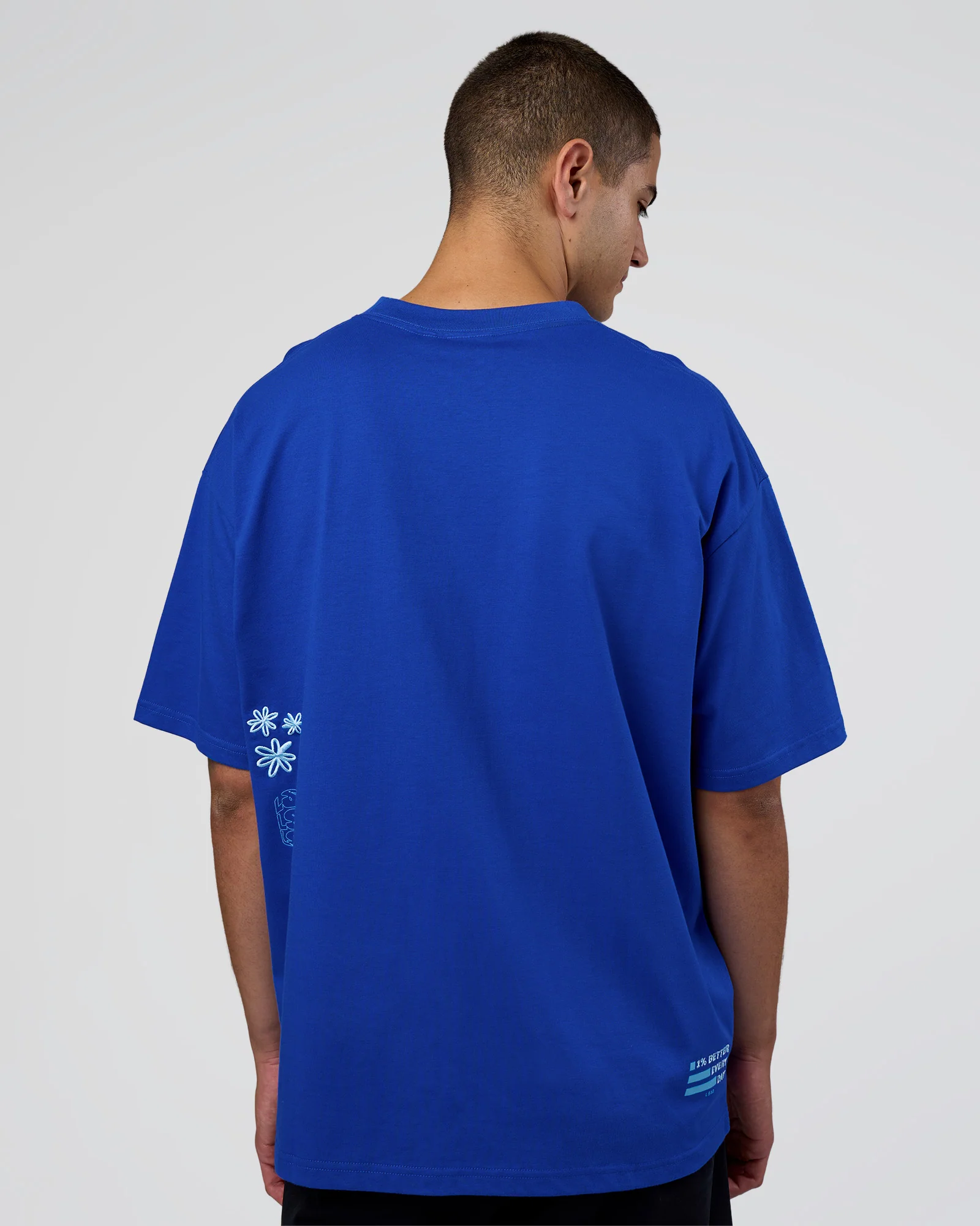 Sticker Heavyweight Oversized Tee - Electric Indigo-Baltic Sea
