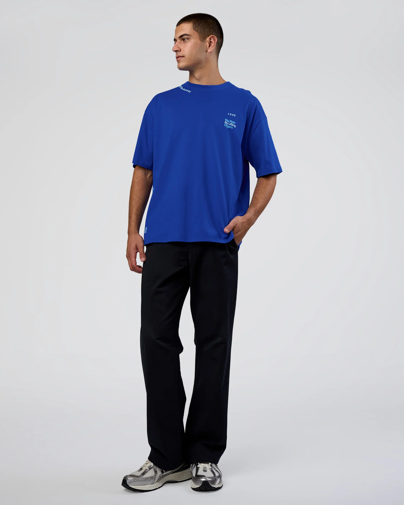 Sticker Heavyweight Oversized Tee - Electric Indigo-Baltic Sea