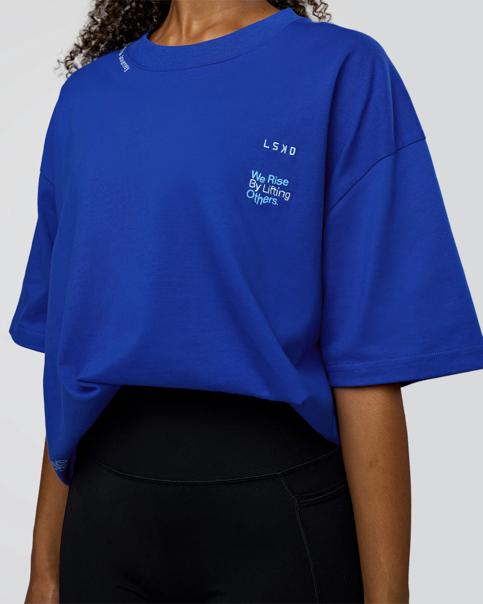 Sticker Heavyweight Oversized Tee - Electric Indigo-Baltic Sea