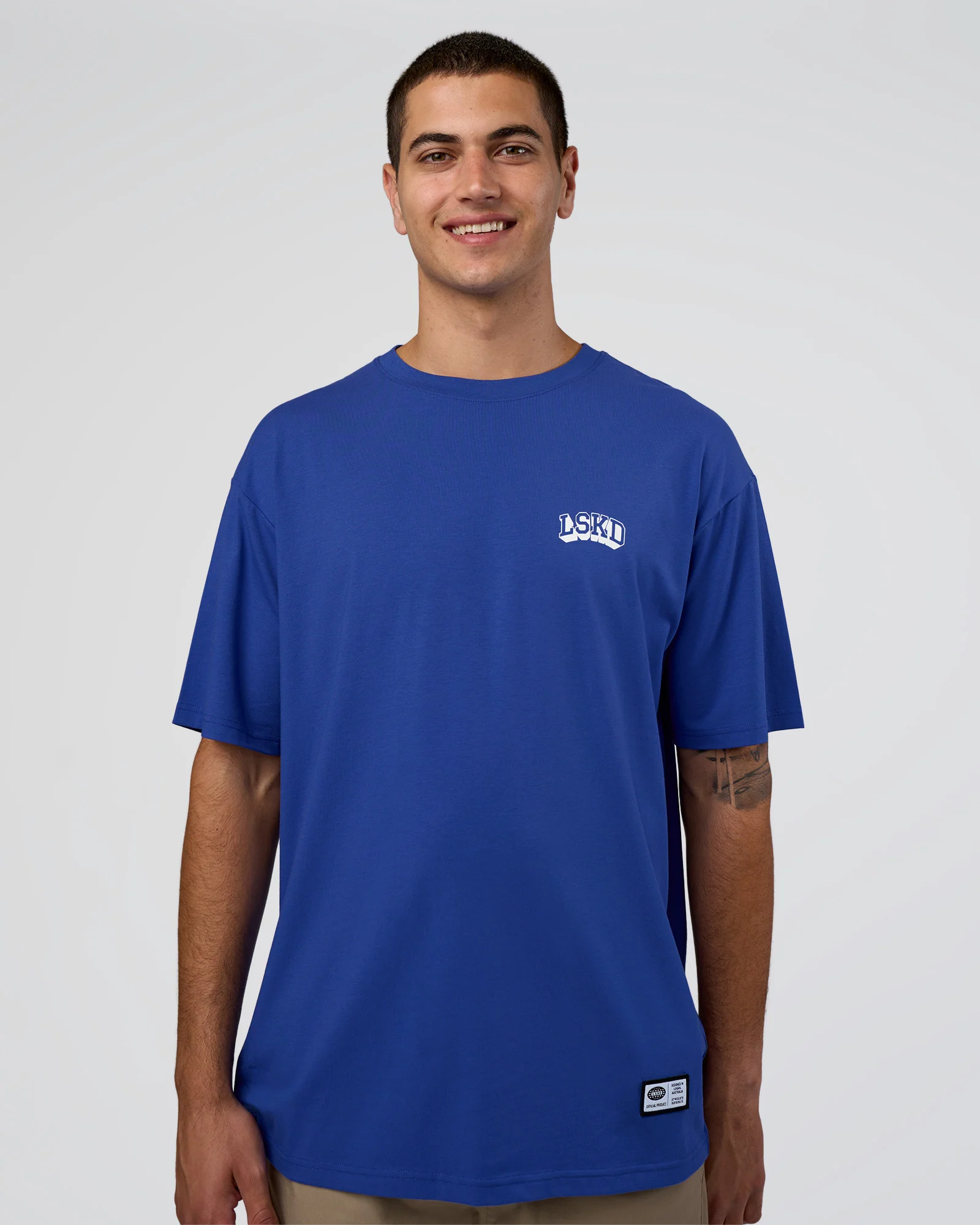 Grid FLXCotton Oversized Tee - Power Cobalt-White