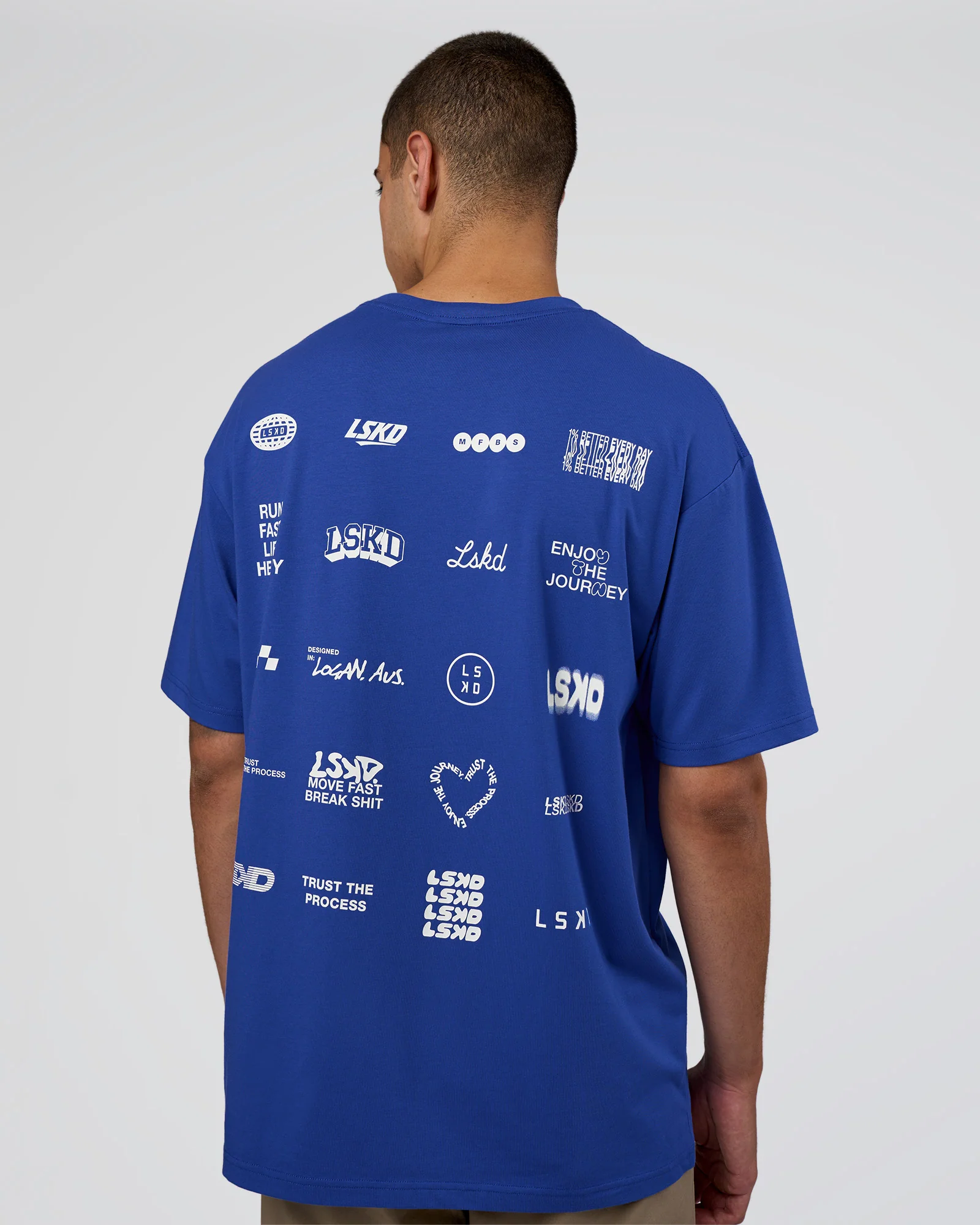 Grid FLXCotton Oversized Tee - Power Cobalt-White