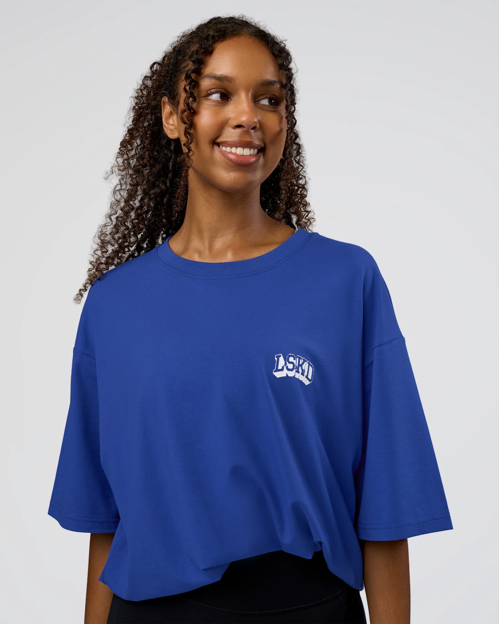 Grid FLXCotton Oversized Tee - Power Cobalt-White