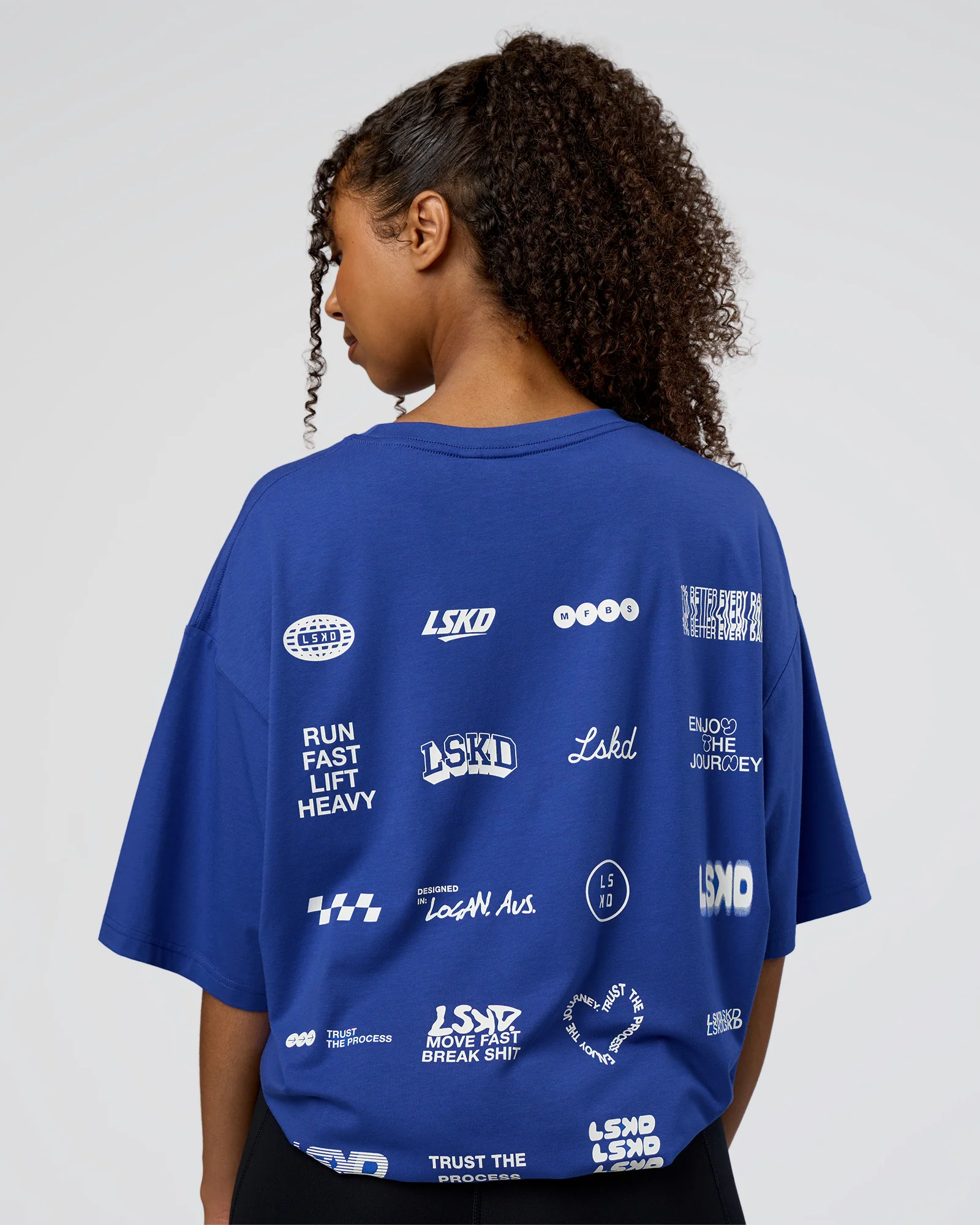 Grid FLXCotton Oversized Tee - Power Cobalt-White