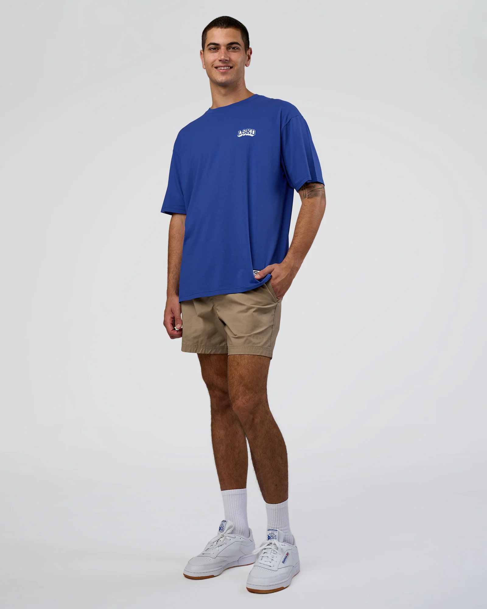 Grid FLXCotton Oversized Tee - Power Cobalt-White