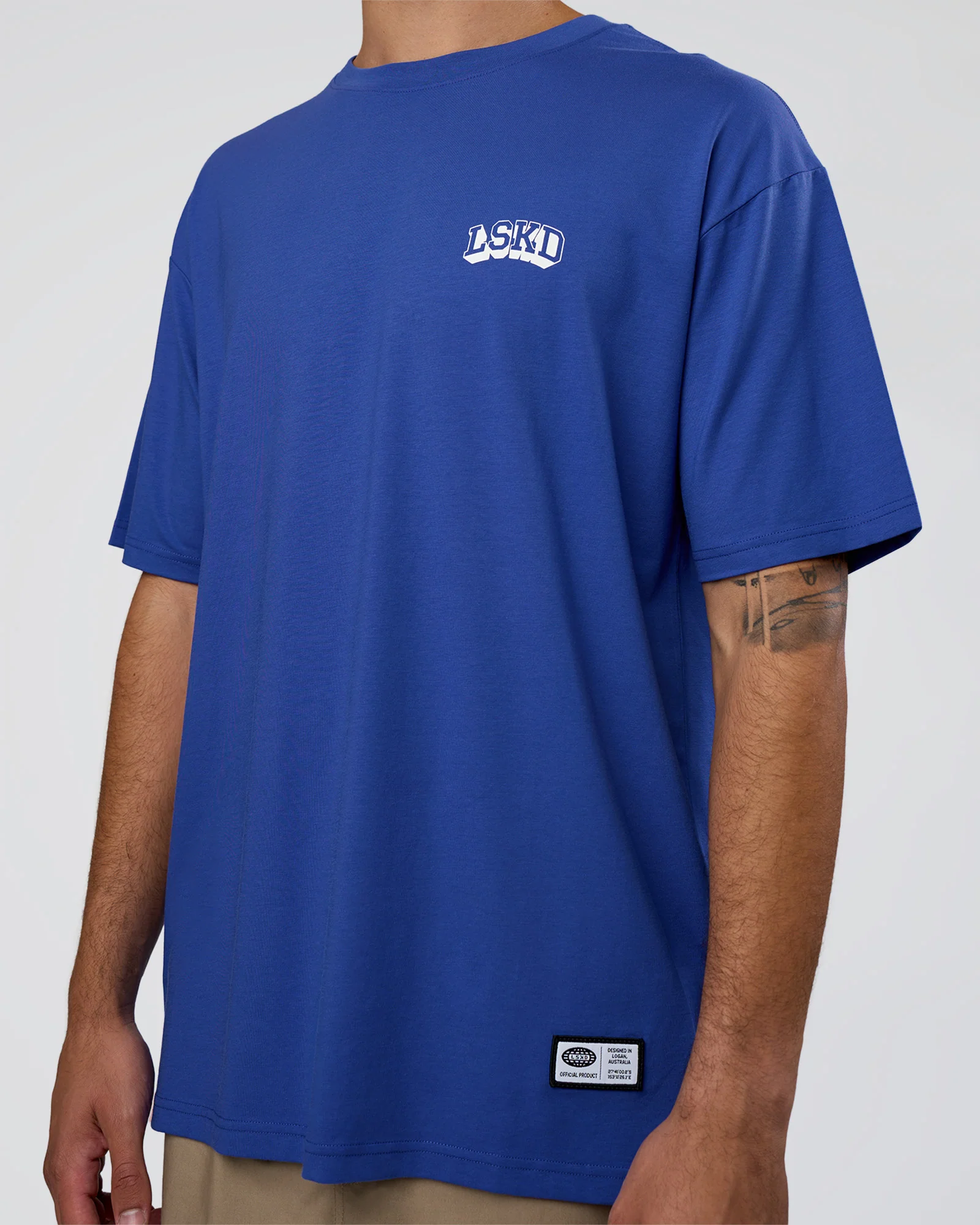 Grid FLXCotton Oversized Tee - Power Cobalt-White