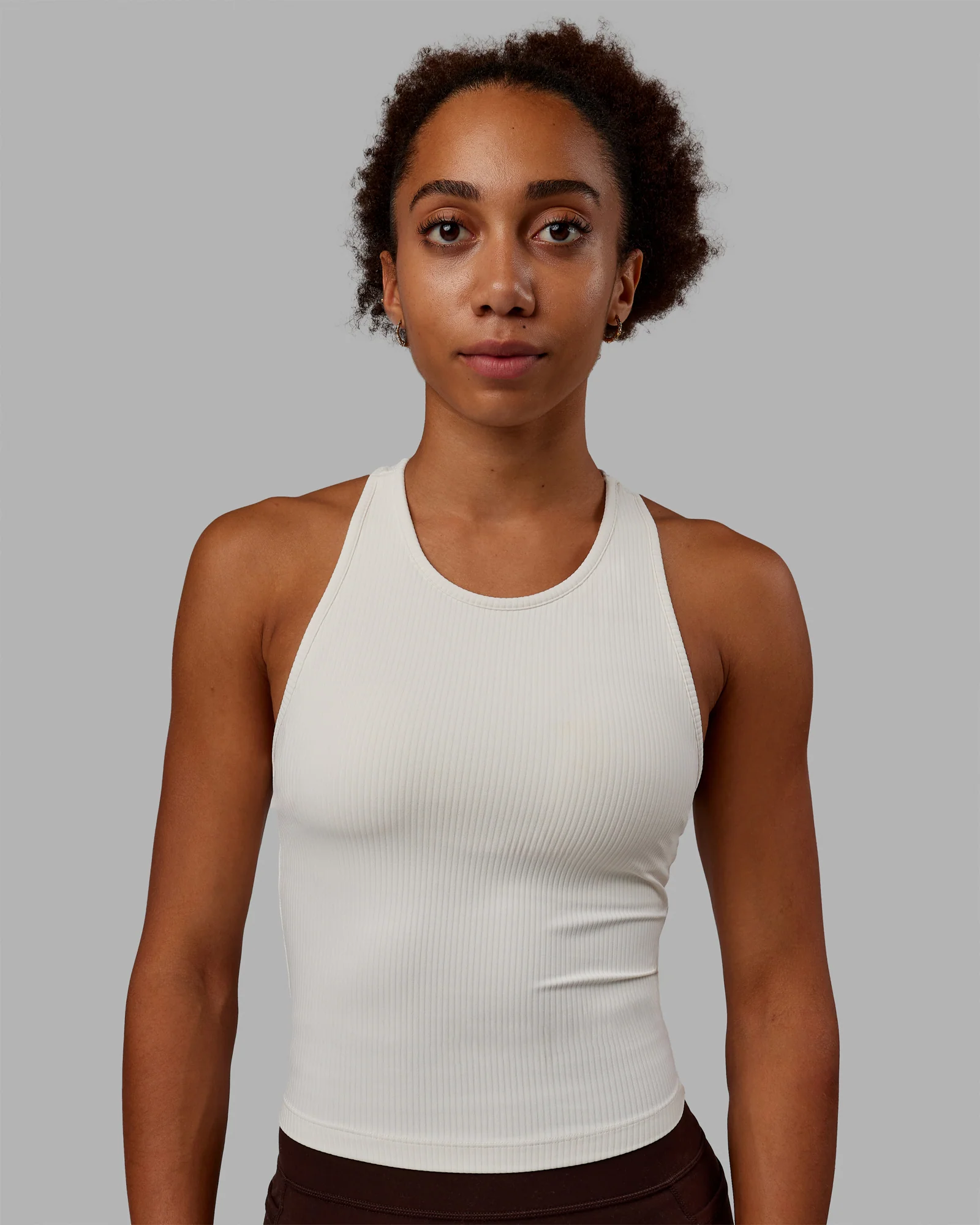 Luxe Ribbed Flow Shelf Bra Performance Tank - Off White
