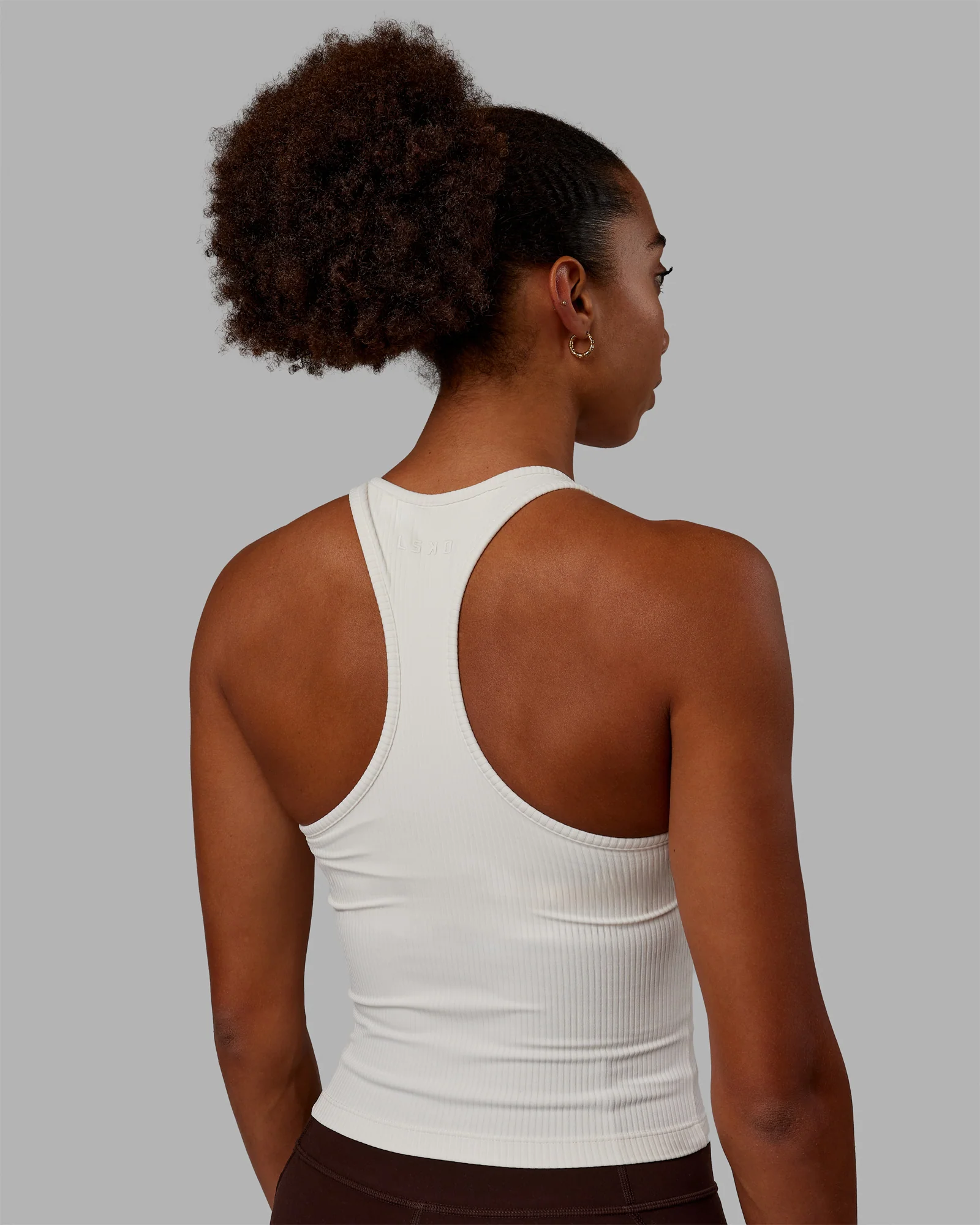 Luxe Ribbed Flow Shelf Bra Performance Tank - Off White 3 Luxe Ribbed Flow Shelf Bra Performance Tank - Off White