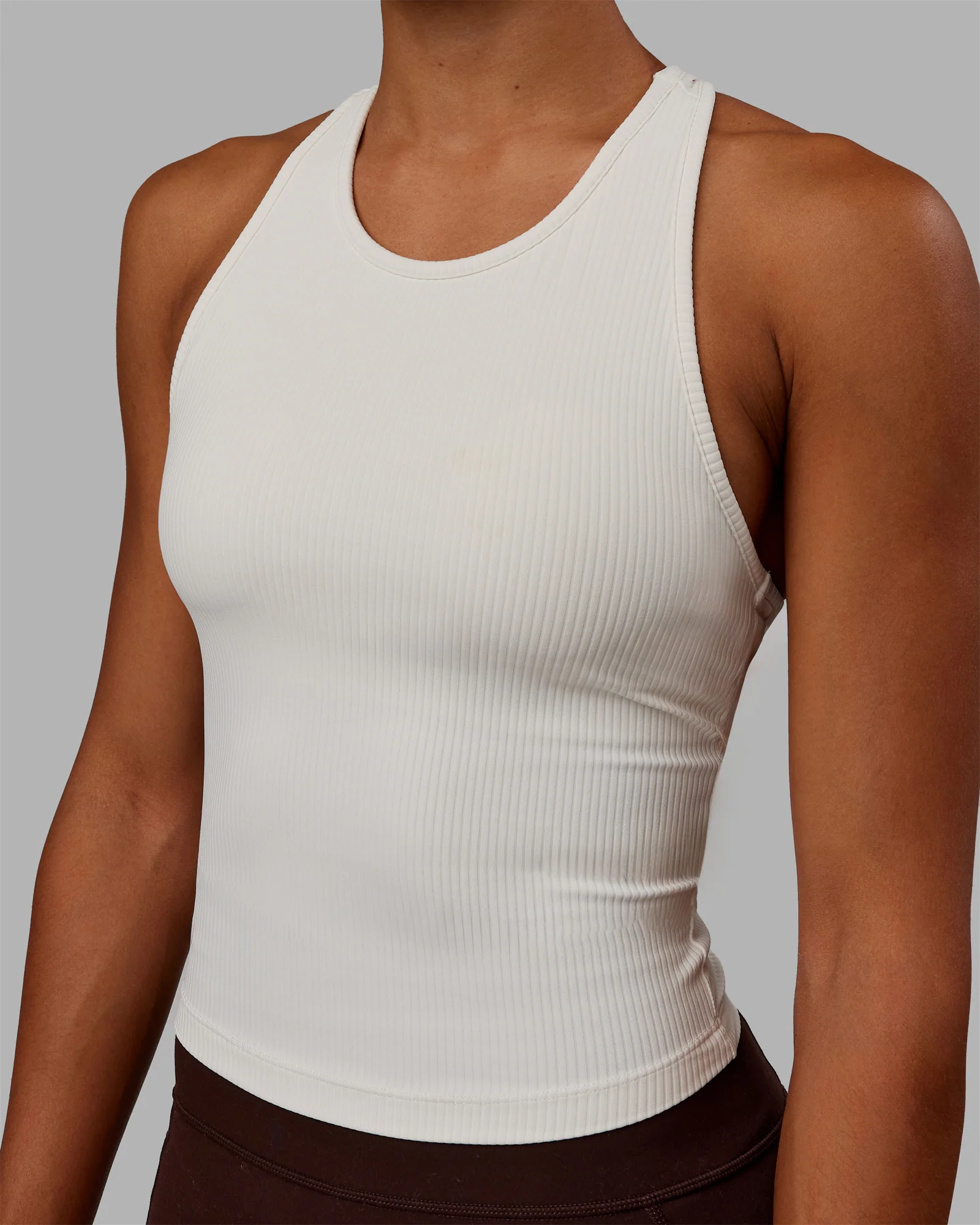 Luxe Ribbed Flow Shelf Bra Performance Tank - Off White 4 Luxe Ribbed Flow Shelf Bra Performance Tank - Off White