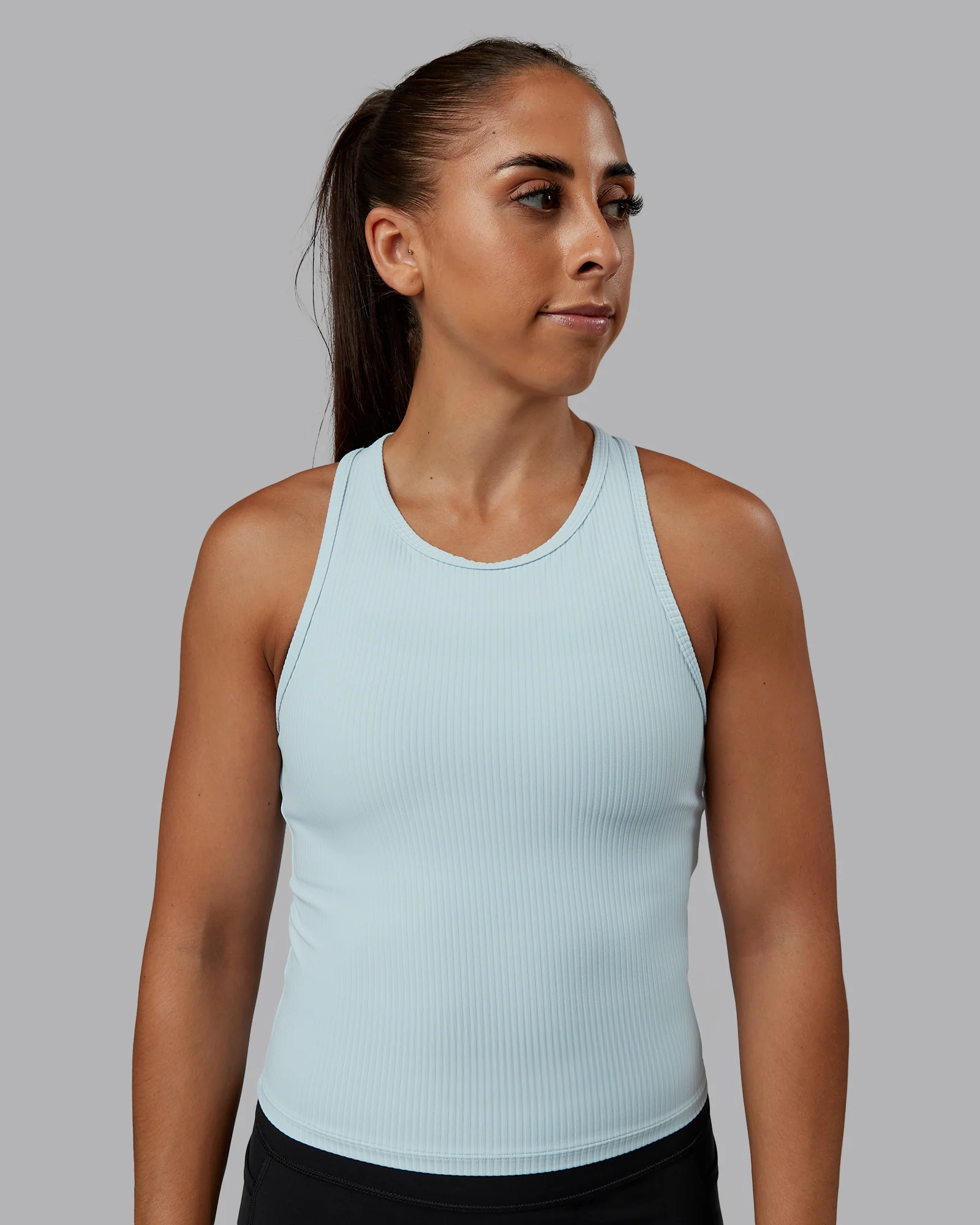 Push High Neck Ribbed Tank - Skyride