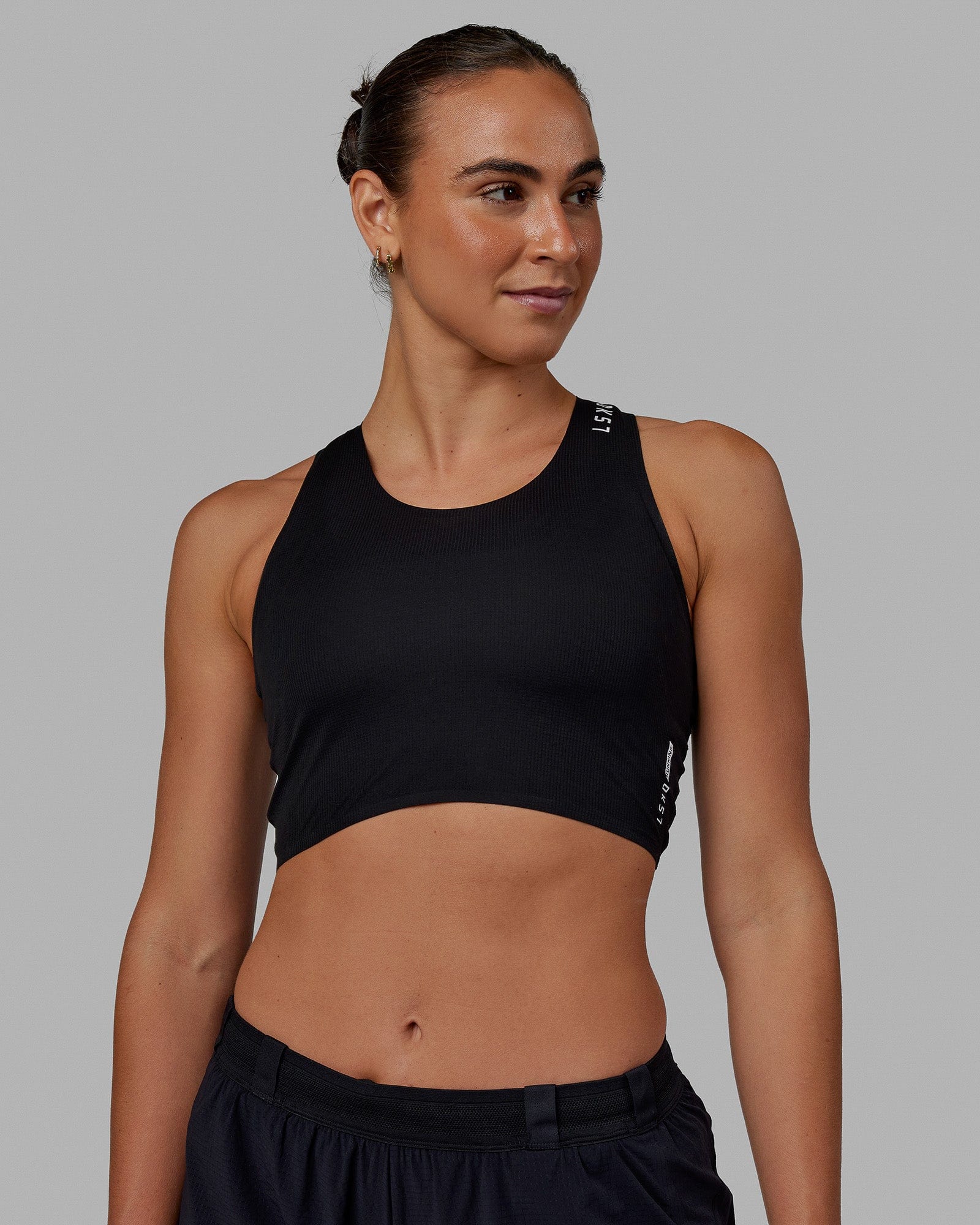 Race Day Cropped Performance Tank - Black-White 3 Race Day Cropped Performance Tank - Black-White