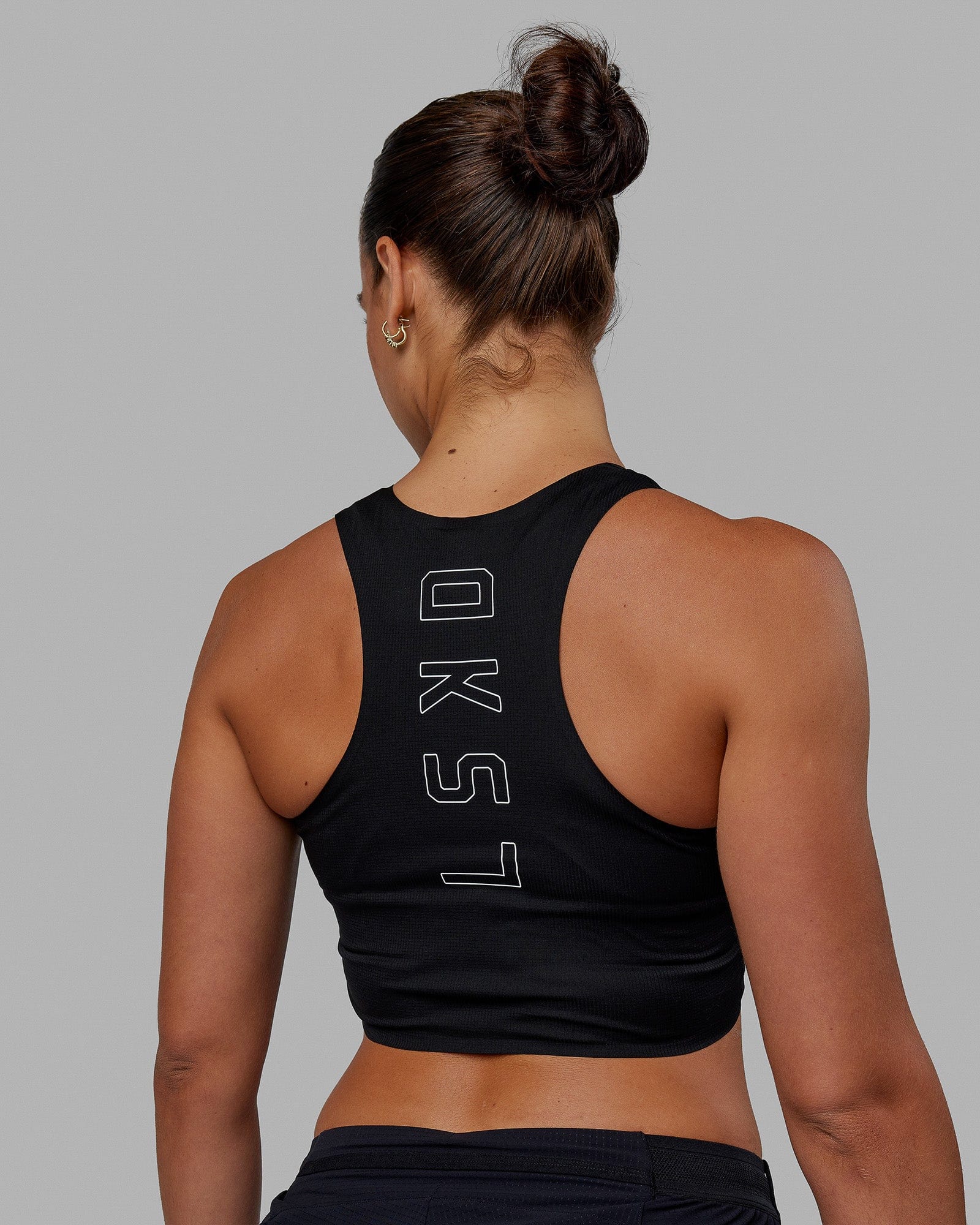 Race Day Cropped Performance Tank - Black-White 7 Race Day Cropped Performance Tank - Black-White