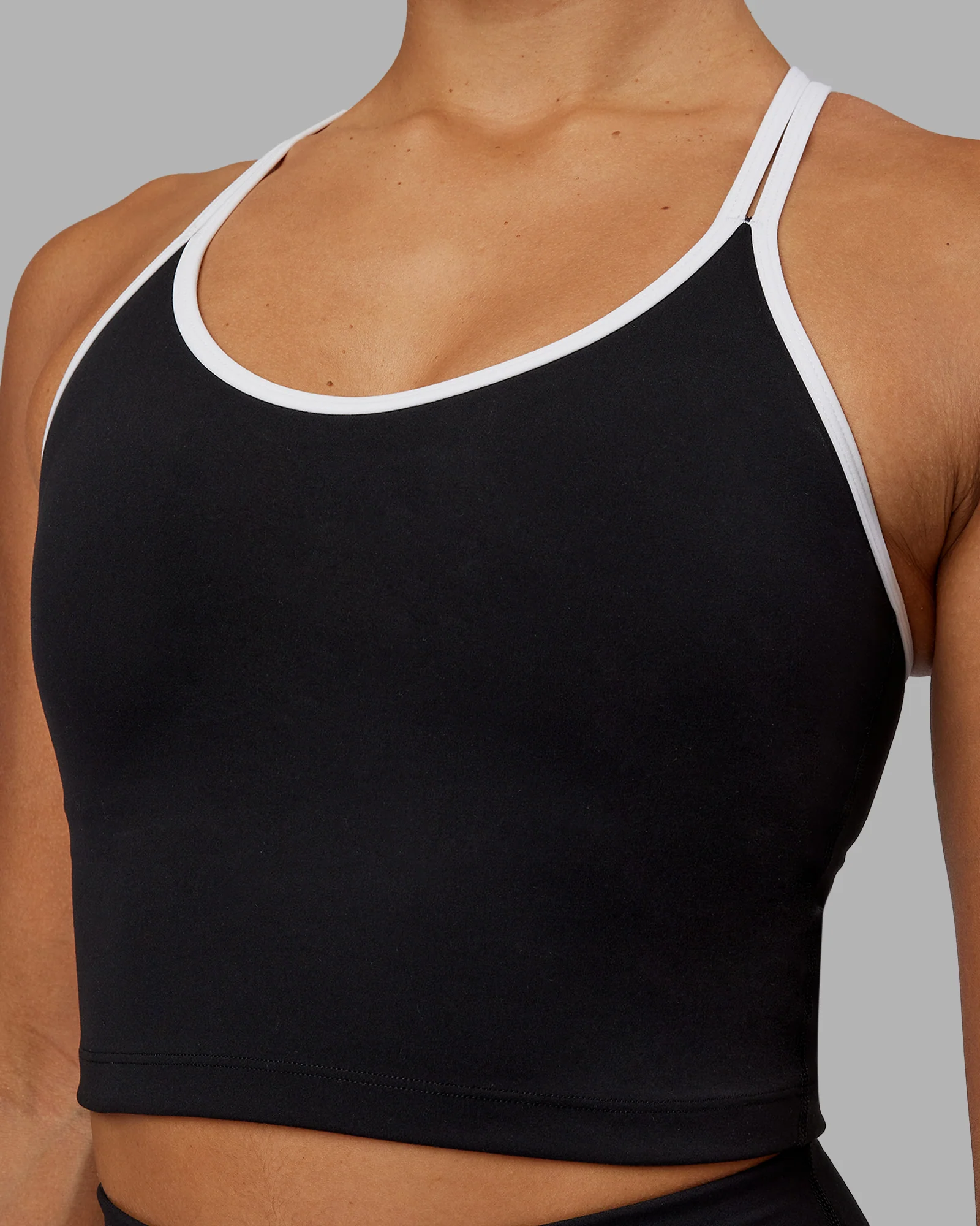 Contrast Active Tank With Shelf Bra - Black-White 4 Contrast Active Tank With Shelf Bra - Black-White