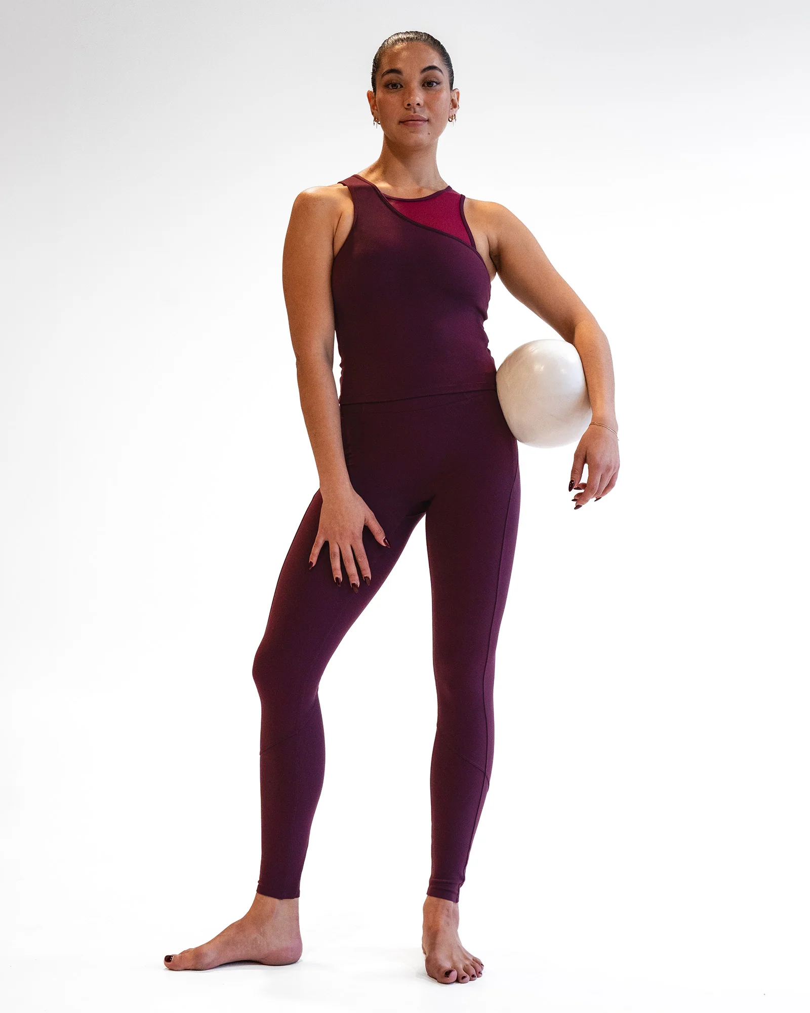 Motion Mesh Shelf Bra Tank - Cherry Lacquer/Plum Berry 6 Motion Mesh Shelf Bra Tank - Cherry Lacquer/Plum Berry