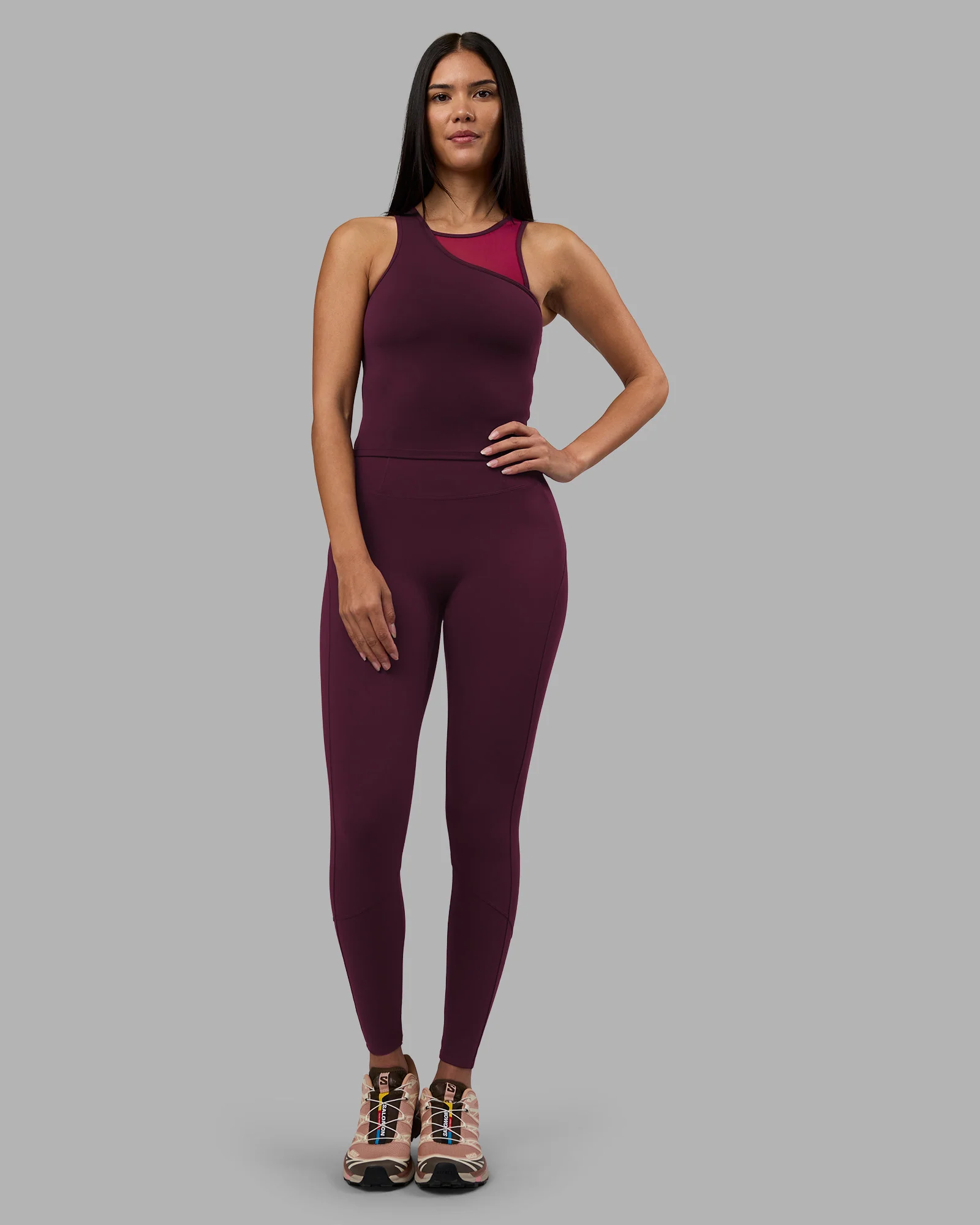 Motion Mesh Shelf Bra Tank - Cherry Lacquer/Plum Berry 8 Motion Mesh Shelf Bra Tank - Cherry Lacquer/Plum Berry