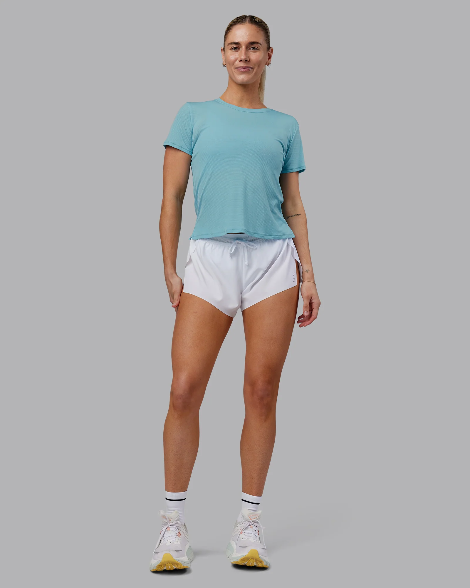 Pace Running Tee 2.0 - Retro Blue-White